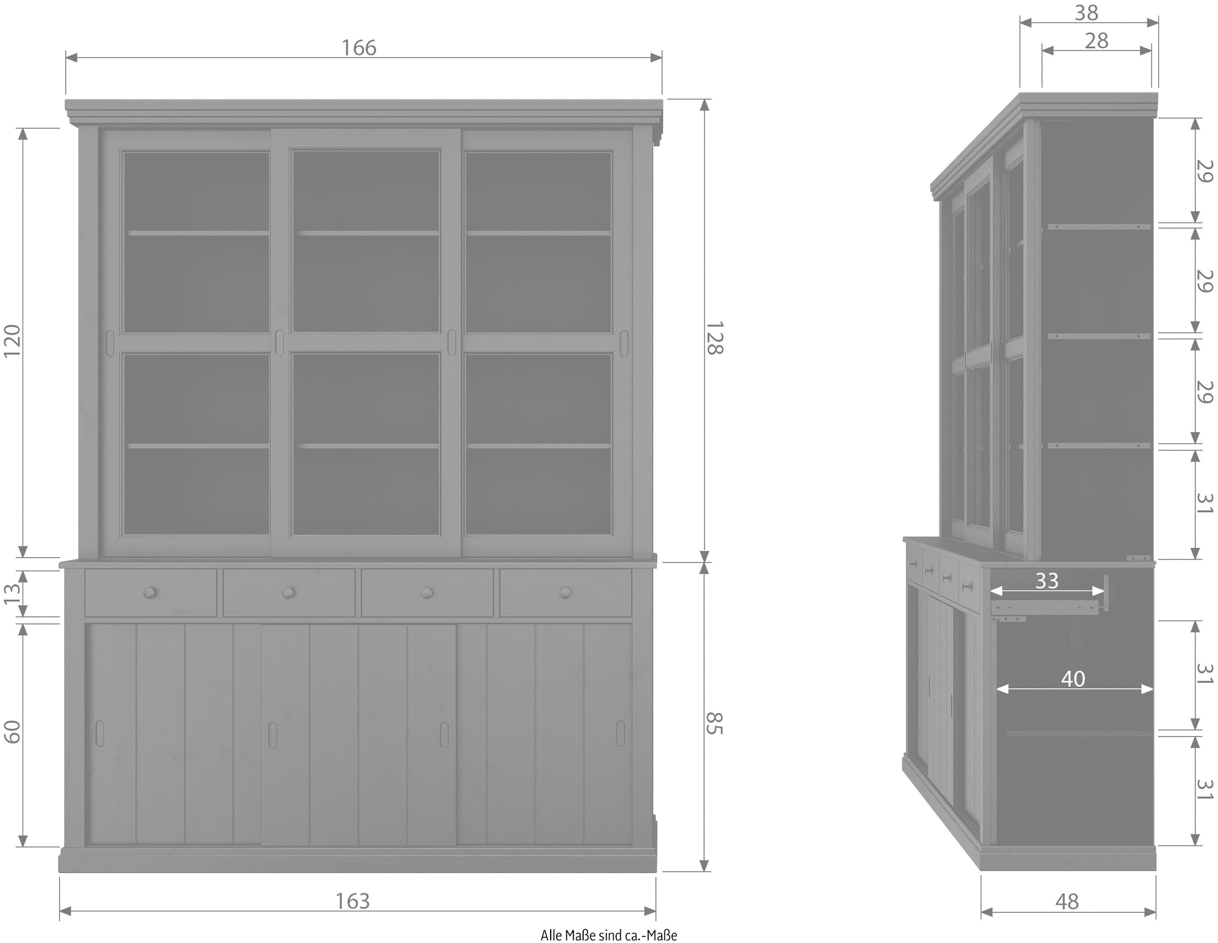 WOOOD Buffet »Lagos«, viel Stauraum, mit Glastüren, H 213 cm x B 163 cm