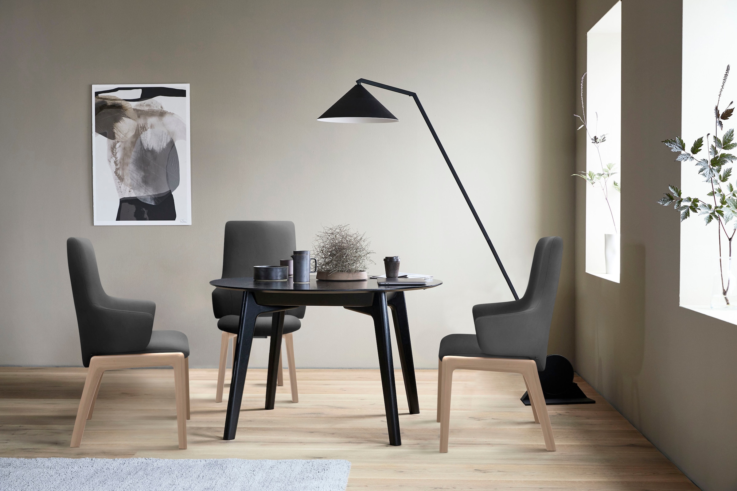 Stressless® Polsterstuhl »Laurel« () High Back mit Armlehne, Größe L, mit abgerundeten Beinen in Schwarz