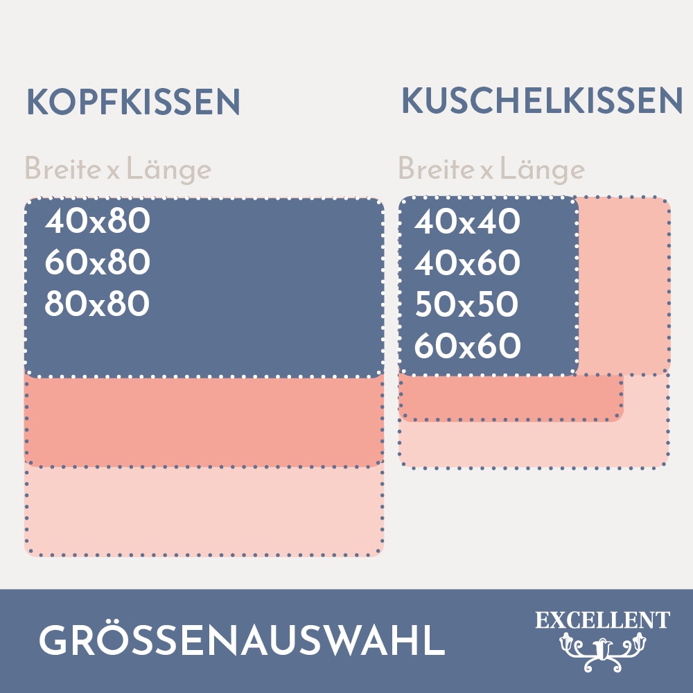 Excellent Kopfkissen »Venedig«, Füllung: weiße neue Gänsedaunen, Klasse I, 100% Daunen (Außen), weiße neue Gänsefedern, Klasse I, 100% Federn (Innen), Bezug: feiner Daunen-Batist, 100% Baumwolle, (2 St.), hergestellt in Deutschland