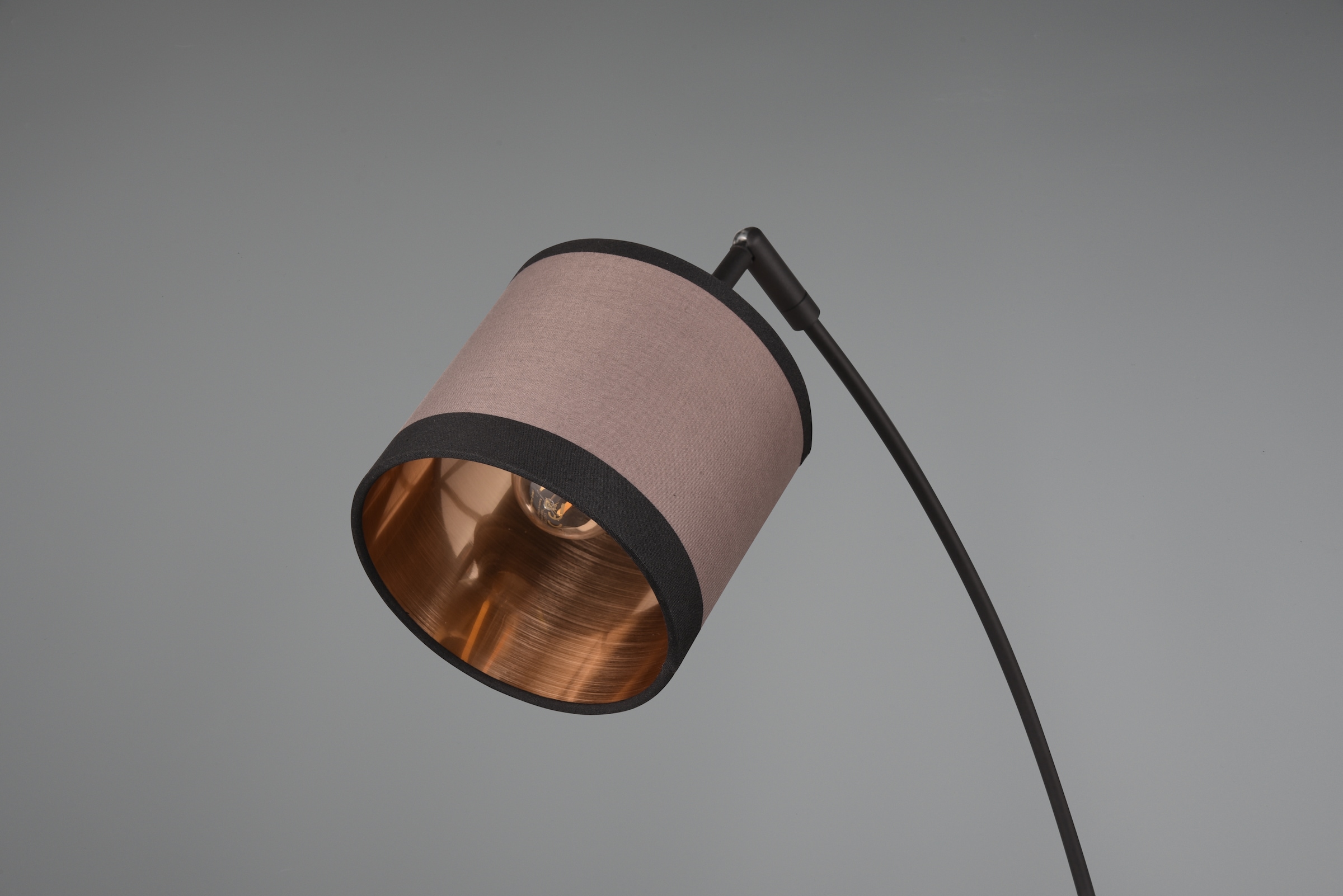 REALITY Leuchten Stehlampe »DAVOS, Stehleuchte 3-flammig exkl 3xE14 max 28W Fußschalter 185cm hoch«, 3 flammig, Leuchtmittel E14 | Leuchtmittel wechselbar, Stehlampe Metall mit 2-farbigen Stoffschirmen Bogenlampe Bogenleuchte