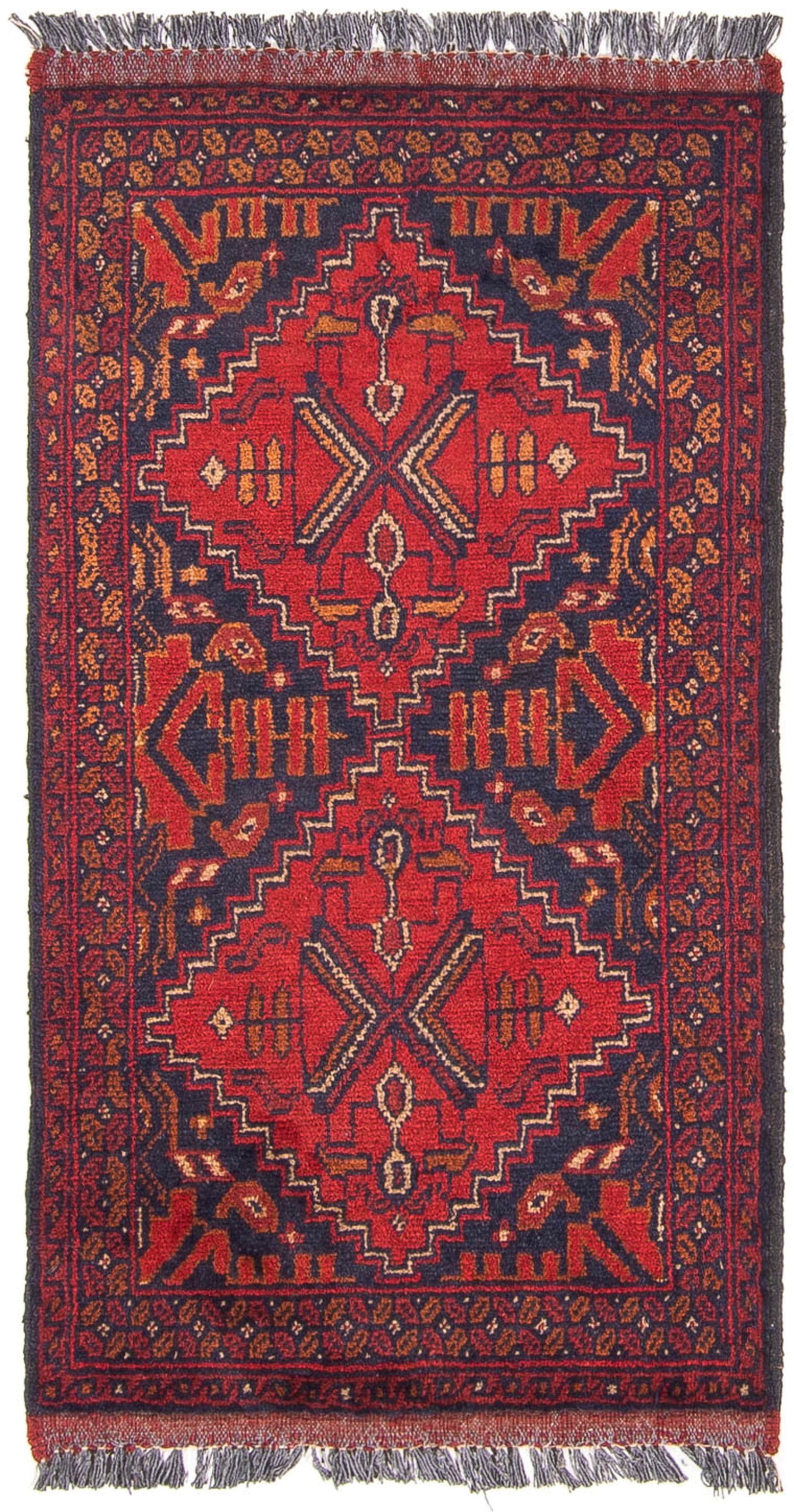 morgenland Orientteppich »Afghan - Kunduz - 102 x 52 cm - dunkelrot«, rechteckig, Wohnzimmer, Handgeknüpft, Einzelstück mit Zertifikat