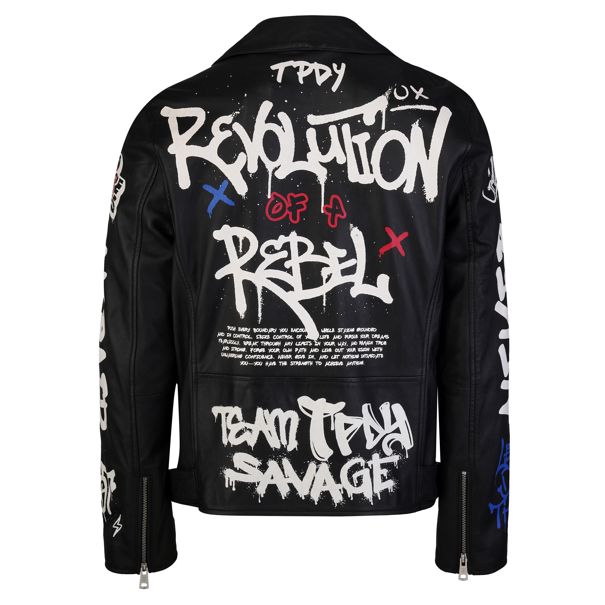 trueprodigy Lederjacke »Danis Auffälliger Graffiti Print« ohne Kapuze