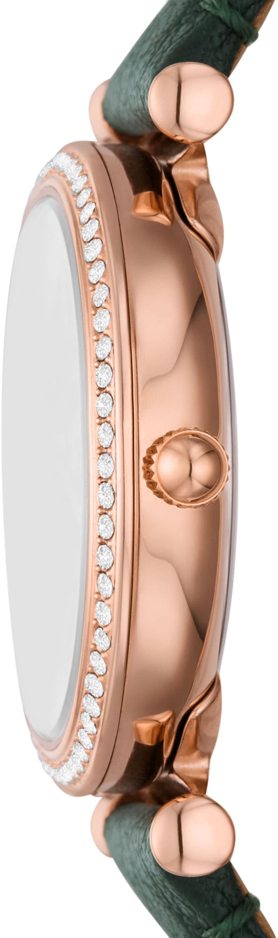Fossil Quarzuhr »CARLIE MINI«, Armbanduhr, Damenuhr, Lederarmband, analog