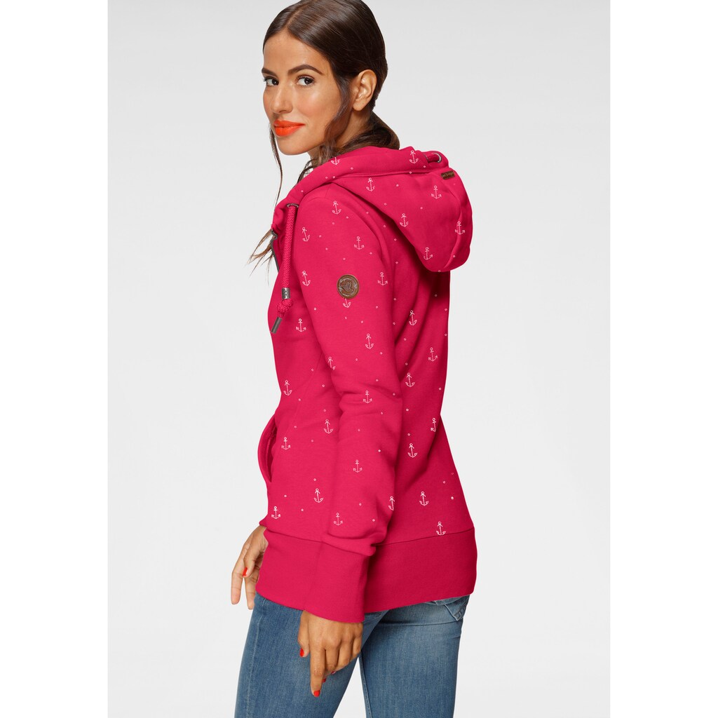 Ragwear Sweatjacke »NESKA ZIP MARINA O«, mit maritimen Allover "Anker"-Druck