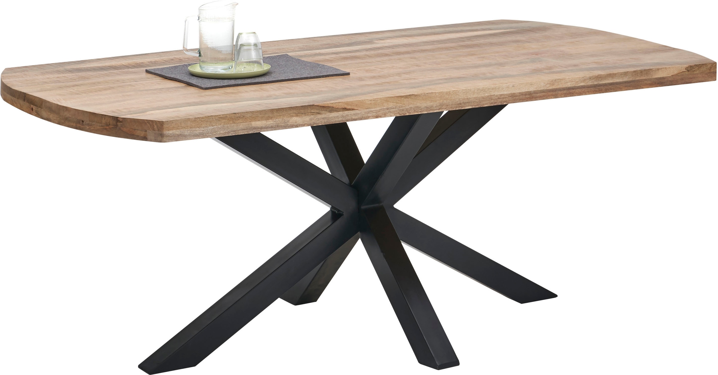 Stolkom Esstisch »Veneti«, 200 cm breit in Bootsform, Tisch Mango Massivholz