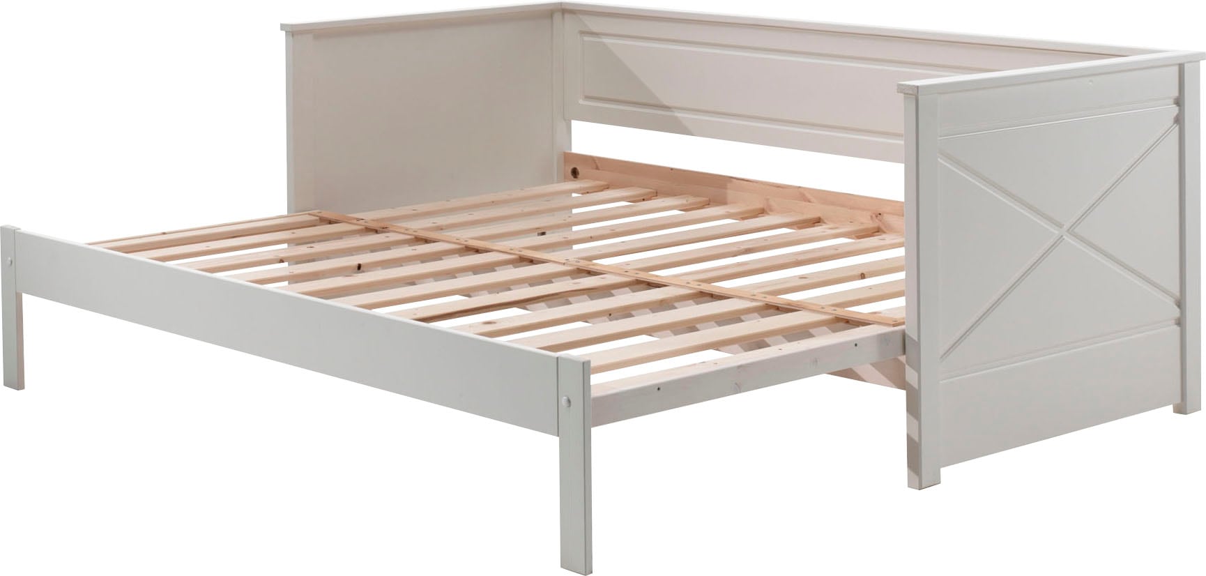 Vipack Bett »Vipack Pino«, (Made in Europe), Kojenbett LF 90x200 cm, ausziehen auf 180x200 cm, Ausf. Weiß lackiert