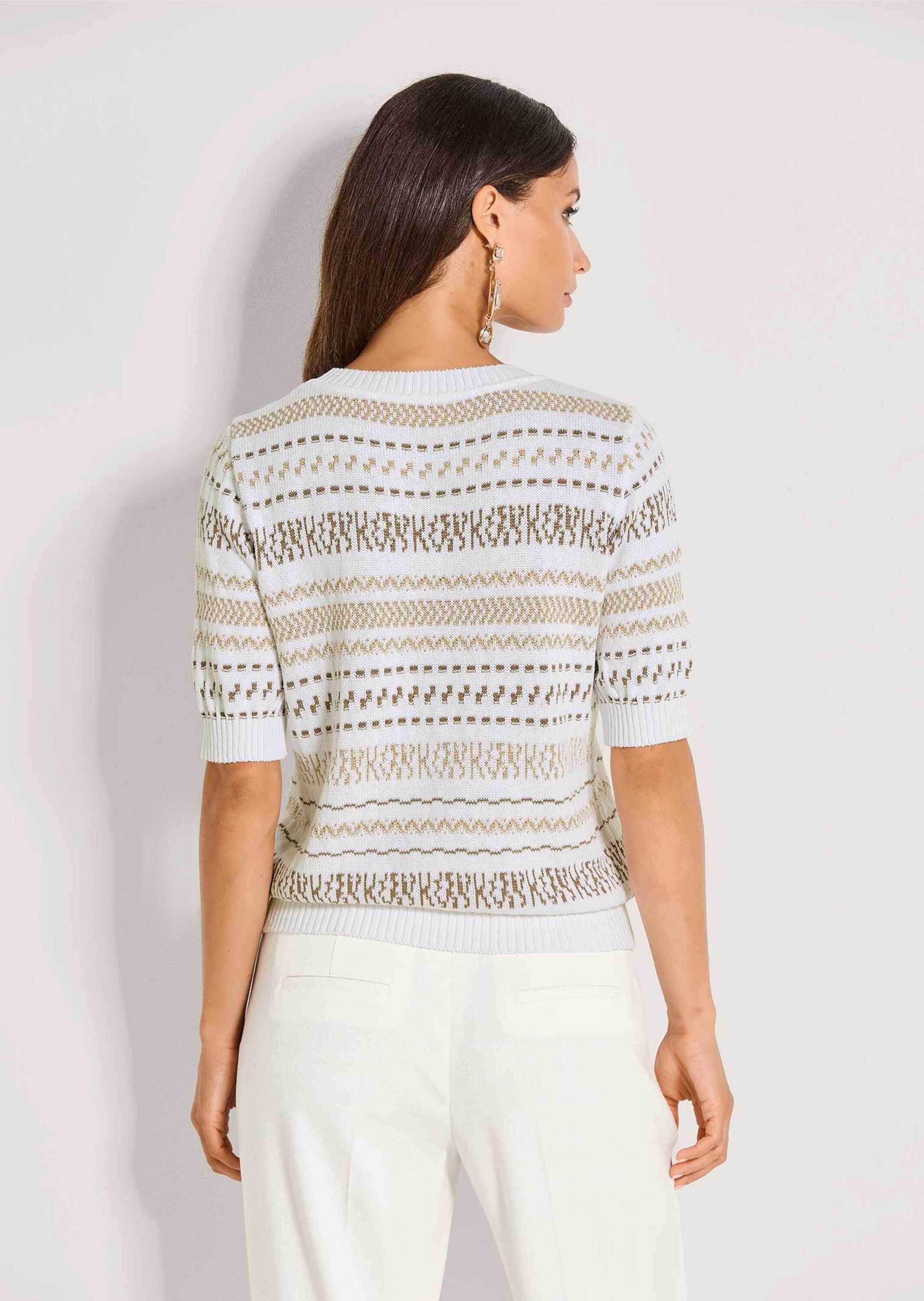 MADELEINE Longpullover »Strickpullover Jacquardpullover mit Glanzeffekt« Feines Jaquardmuster