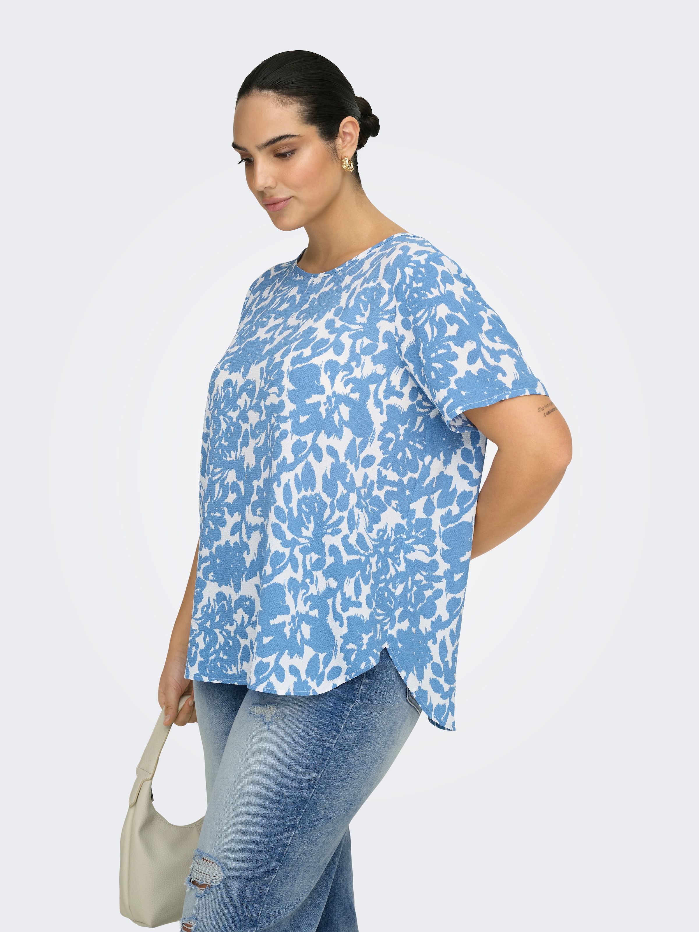 ONLY CARMAKOMA Shirtbluse »CARVICA SS TOP WVN NOOS« Materialmix, regular fit
