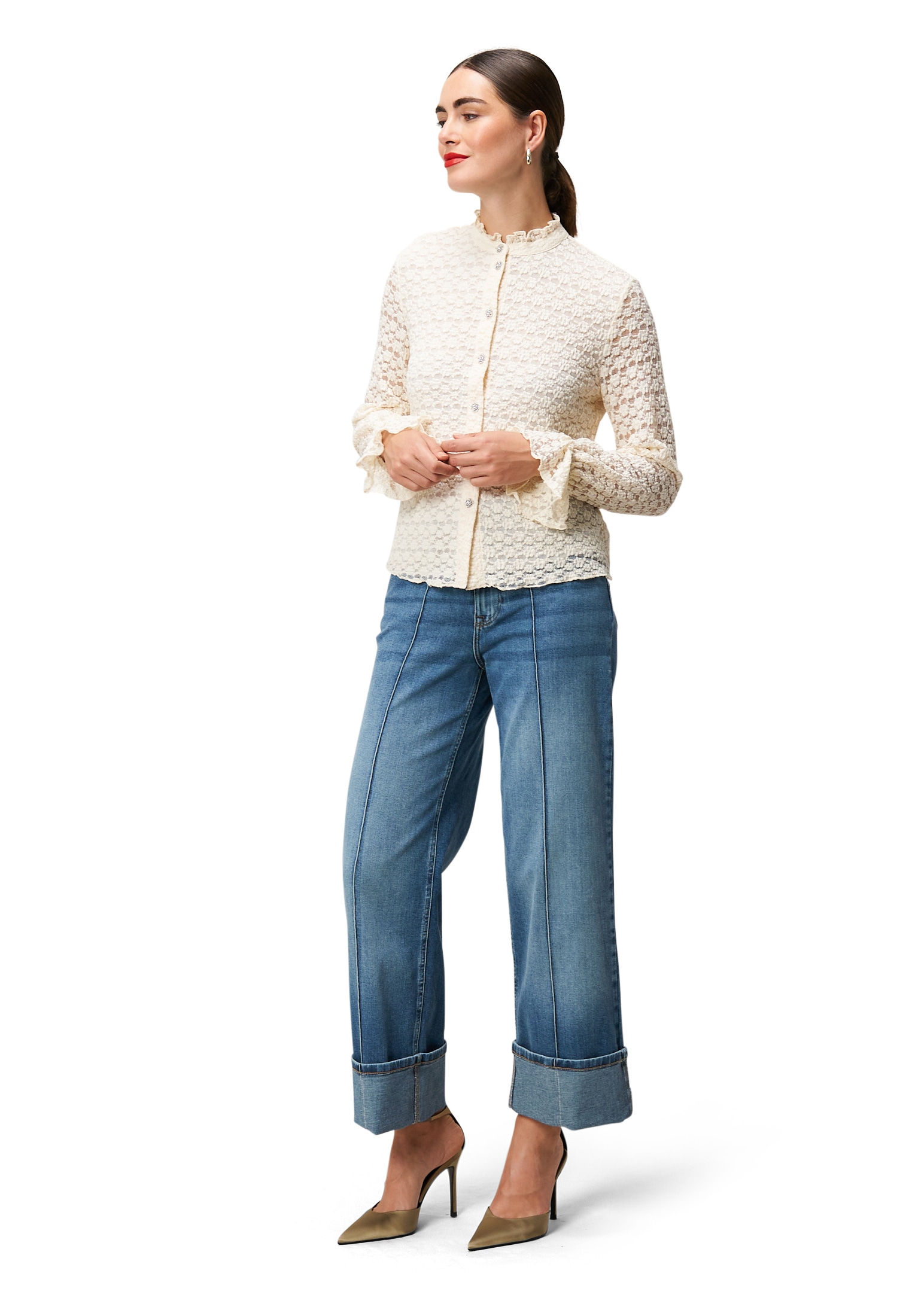 Zero Spitzenbluse »Spitzenbluse mit Knopfleiste«