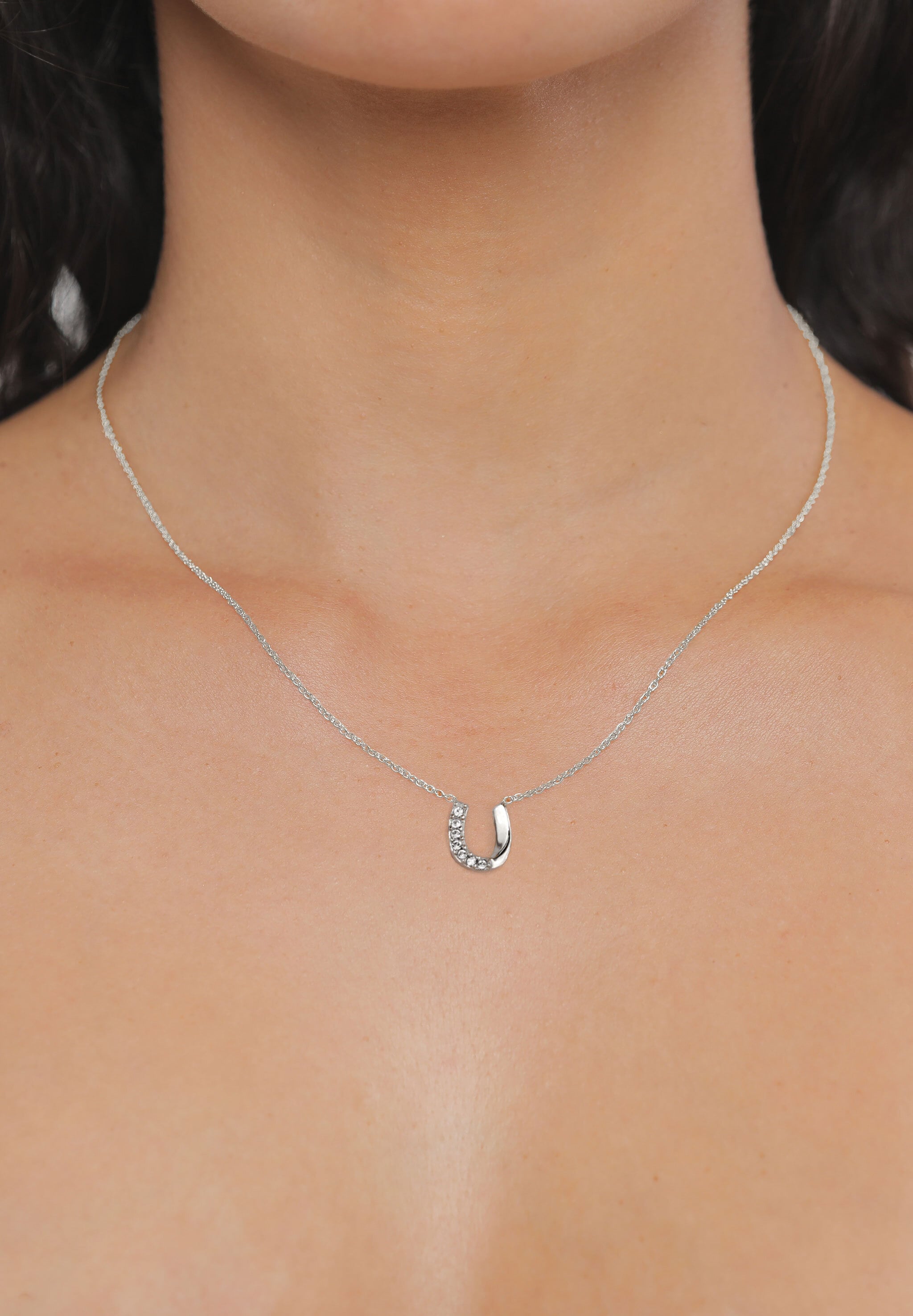 Elli Silberkette »Halskette Hufeisen mit Kristallen von Swarovski(R) 925 Sterling Silber«