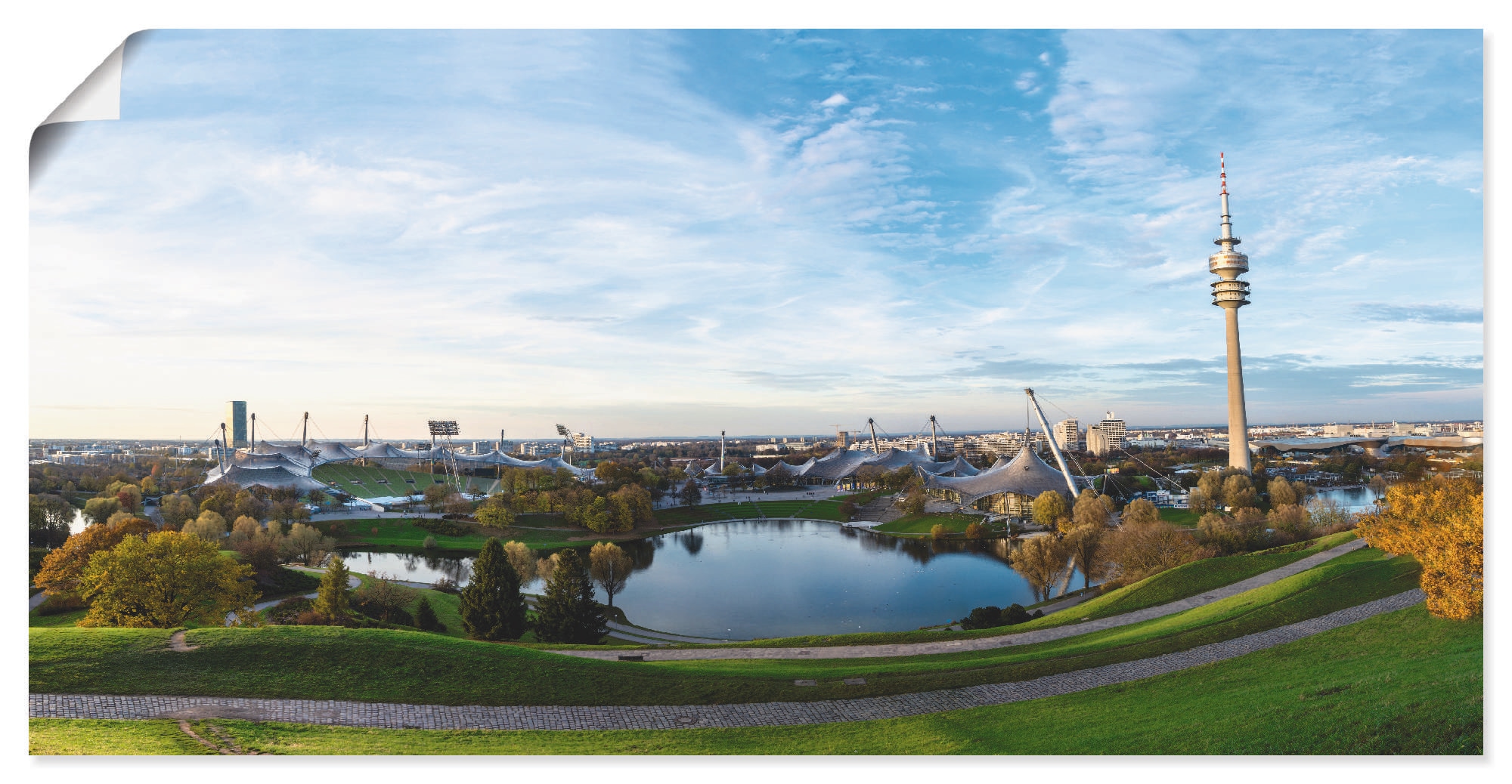 Artland Wandbild »Olympiapark in München«, Deutschland, (1 St.), in vielen Größen & Produktarten - Alubild / Outdoorbild für den Außenbereich, Leinwandbild, Poster, Wandaufkleber / Wandtattoo auch für Badezimmer geeignet