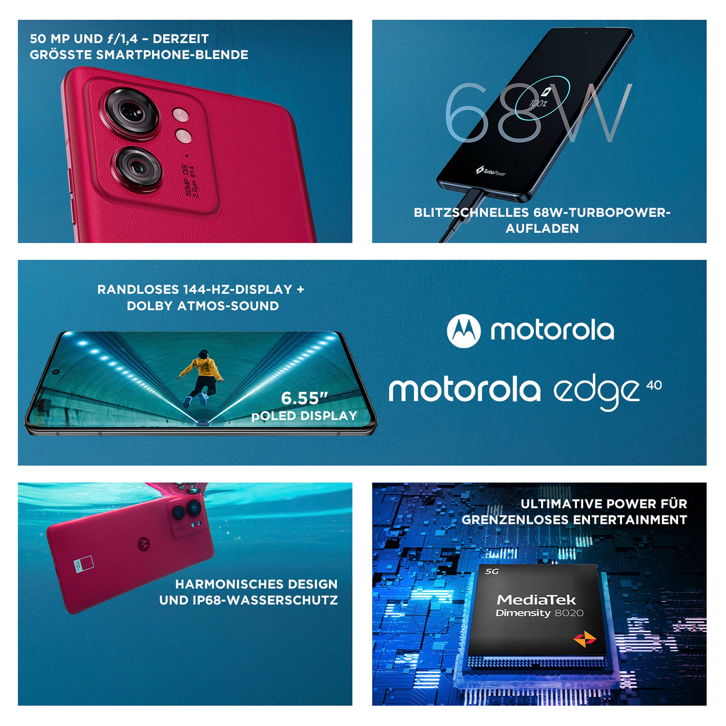 Motorola Smartphone »Edge 40«, eclipse black, 16,63 cm/6,55 Zoll, 256 GB  Speicherplatz, 50 MP Kamera jetzt online bei OTTO