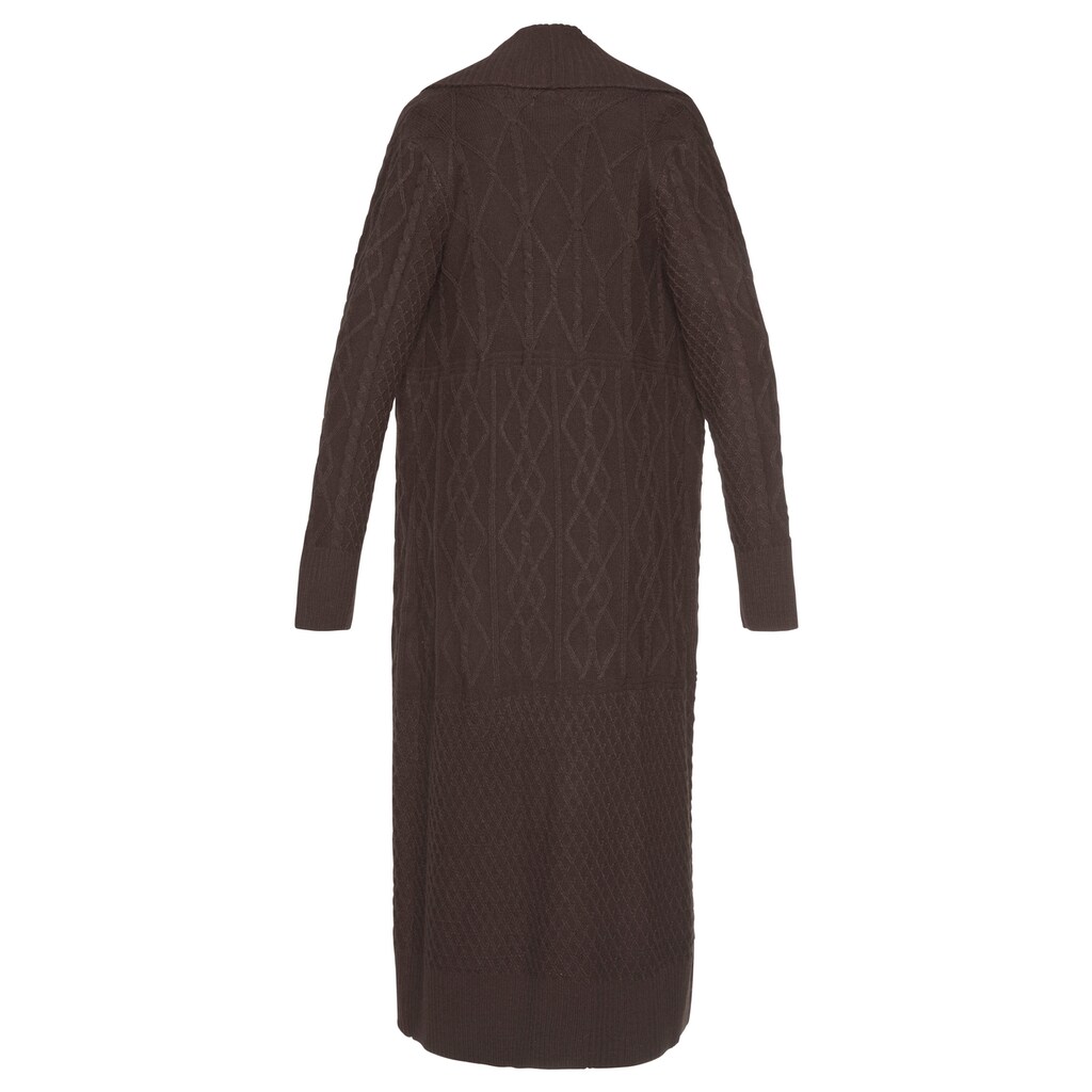 LASCANA Longstrickjacke, in extralanger Form mit Ajourmuster