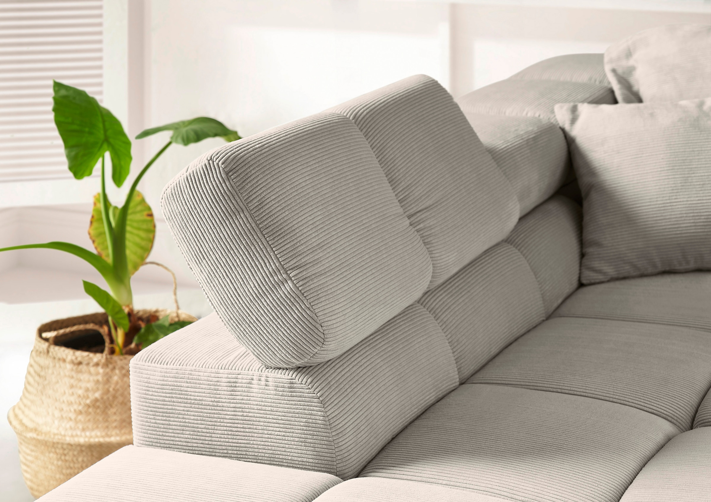 INOSIGN Ecksofa »Ancona incl. Kopfteilverstellung, Breite 319cm, L-Form«, wahlweise motorische Sitztiefenverstellung, auch in Cord + Easy Care