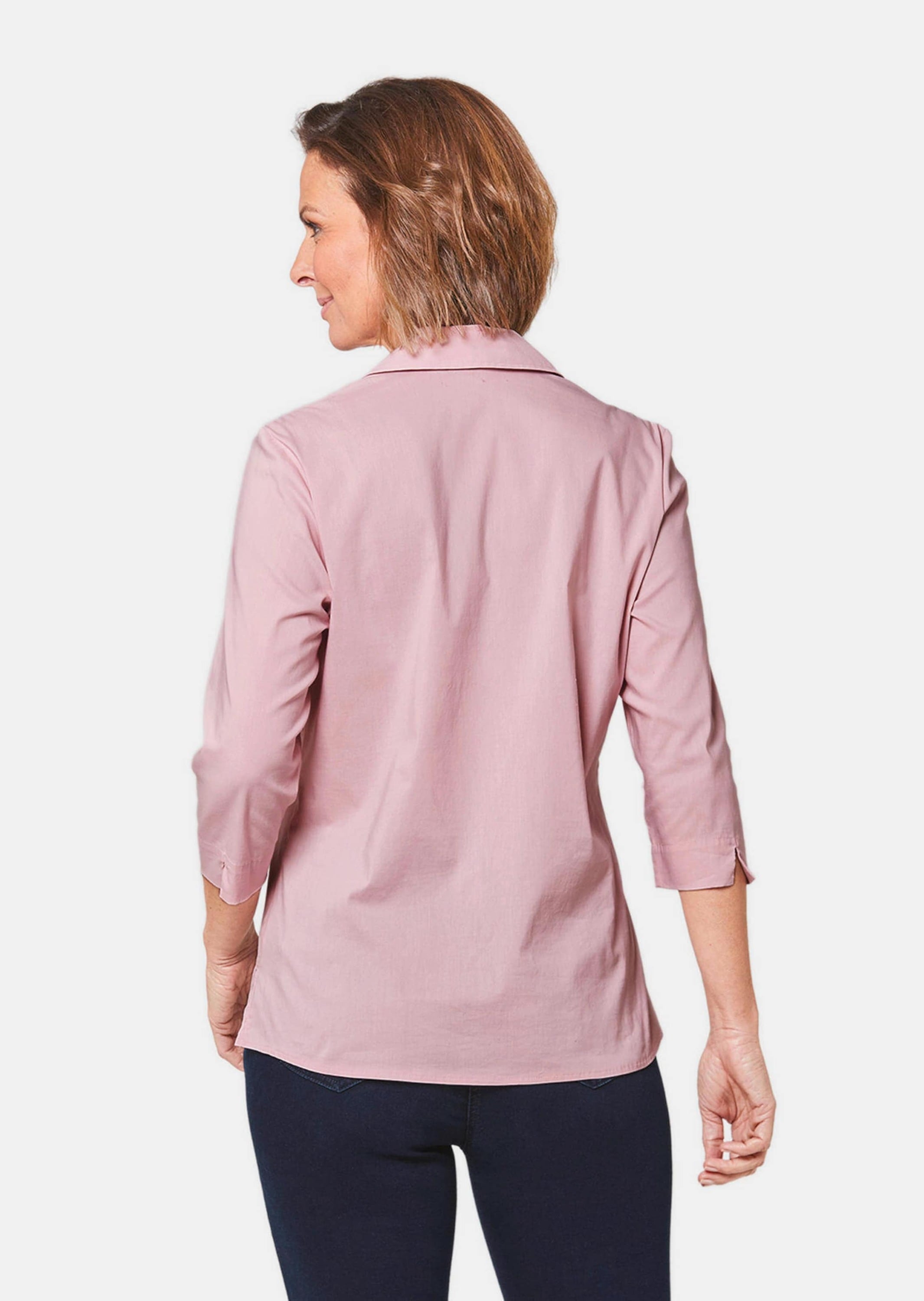 GOLDNER Hemdbluse »Kurzgröße Stretchbequeme Bluse mit Baumwolle« Bequemer 3/4-Ärmel mit Blende und Schlitz