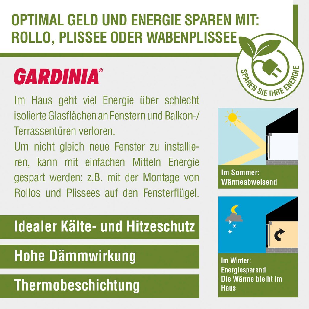 GARDINIA Seitenzugrollo »Uni-Rollo - Thermo Energiesparend«, verdunkelnd, energiesparend, Abschlussprofil in weiß