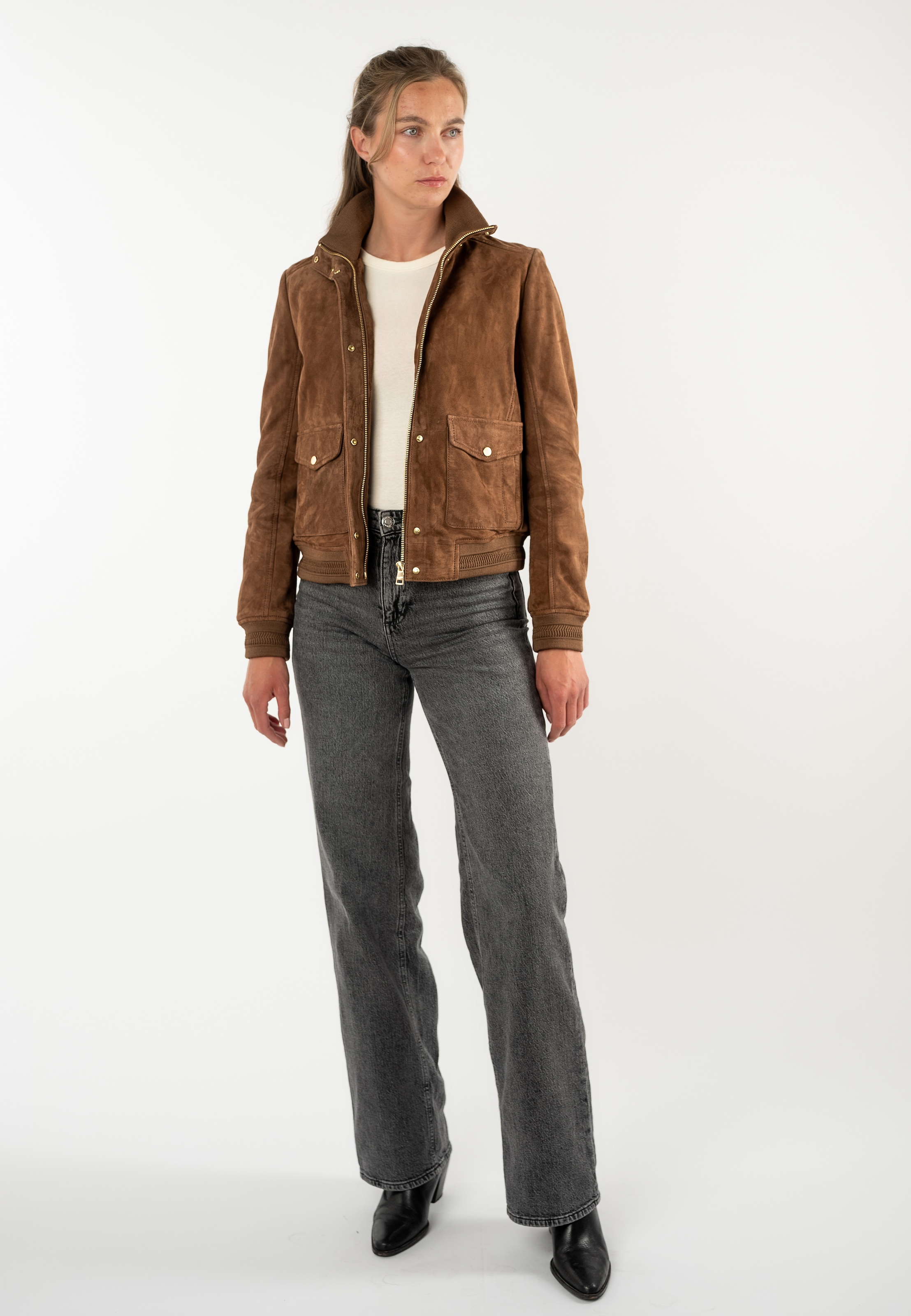 Mauritius Lederjacke »MWDarija« mit geripptem Stehkragen, Wildleder