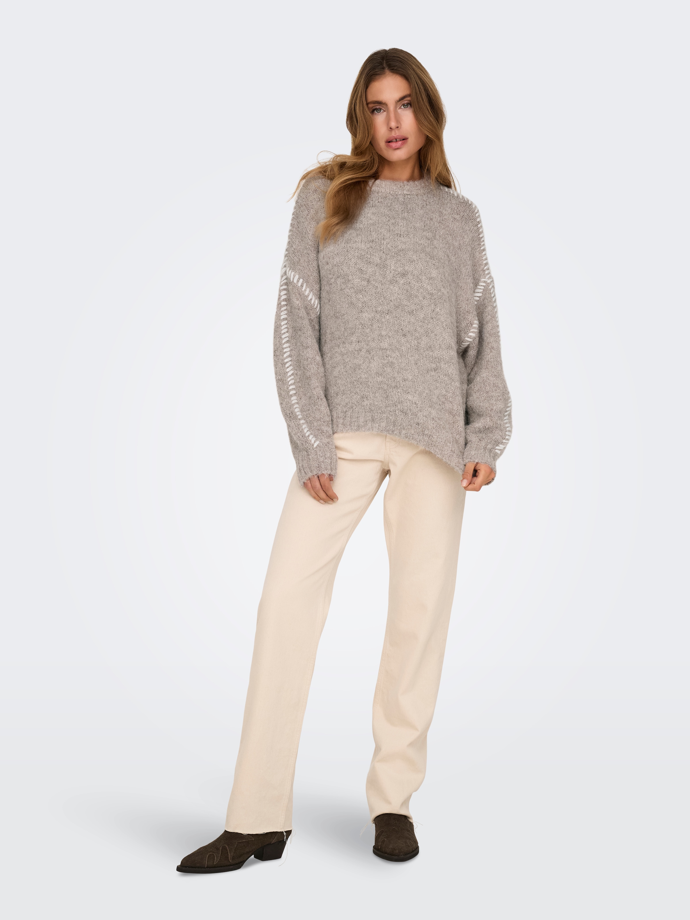 JDY Rundhalspullover »JDYZOEY LIFE L/S ON STITCH PULL KNT NOOS« mit dekorativen Ziernähten