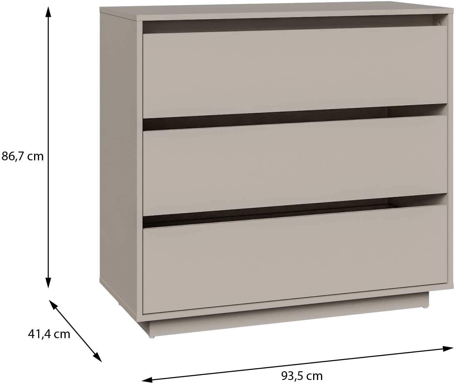 FORTE Kommode »Tahoe Kommode, 3 Schubkästen, grifflos, Stauraum« B/H/T 93,5/86,7/41,4 cm viel Stauraum