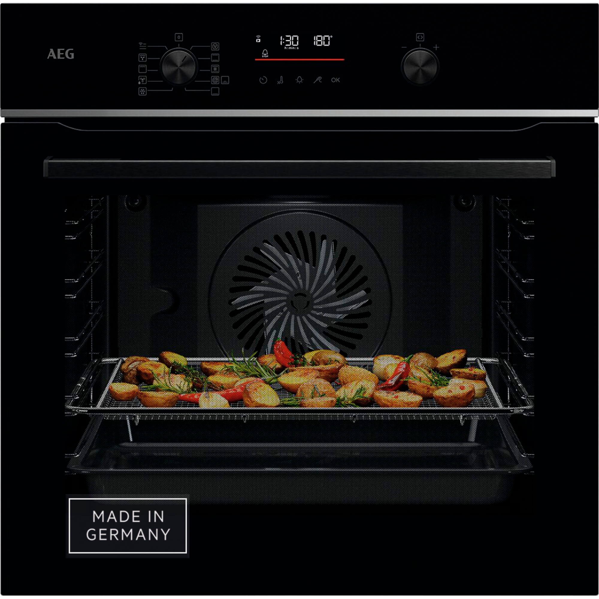 Aeg Pyrolyse Backofen 6000 »TS6PB50WAB 944035055« mit Pyrolyse-Selbstreinigung AirFry-Funktion, Pyrolyse, Kerntemperatursensor, WiFi, Made in...