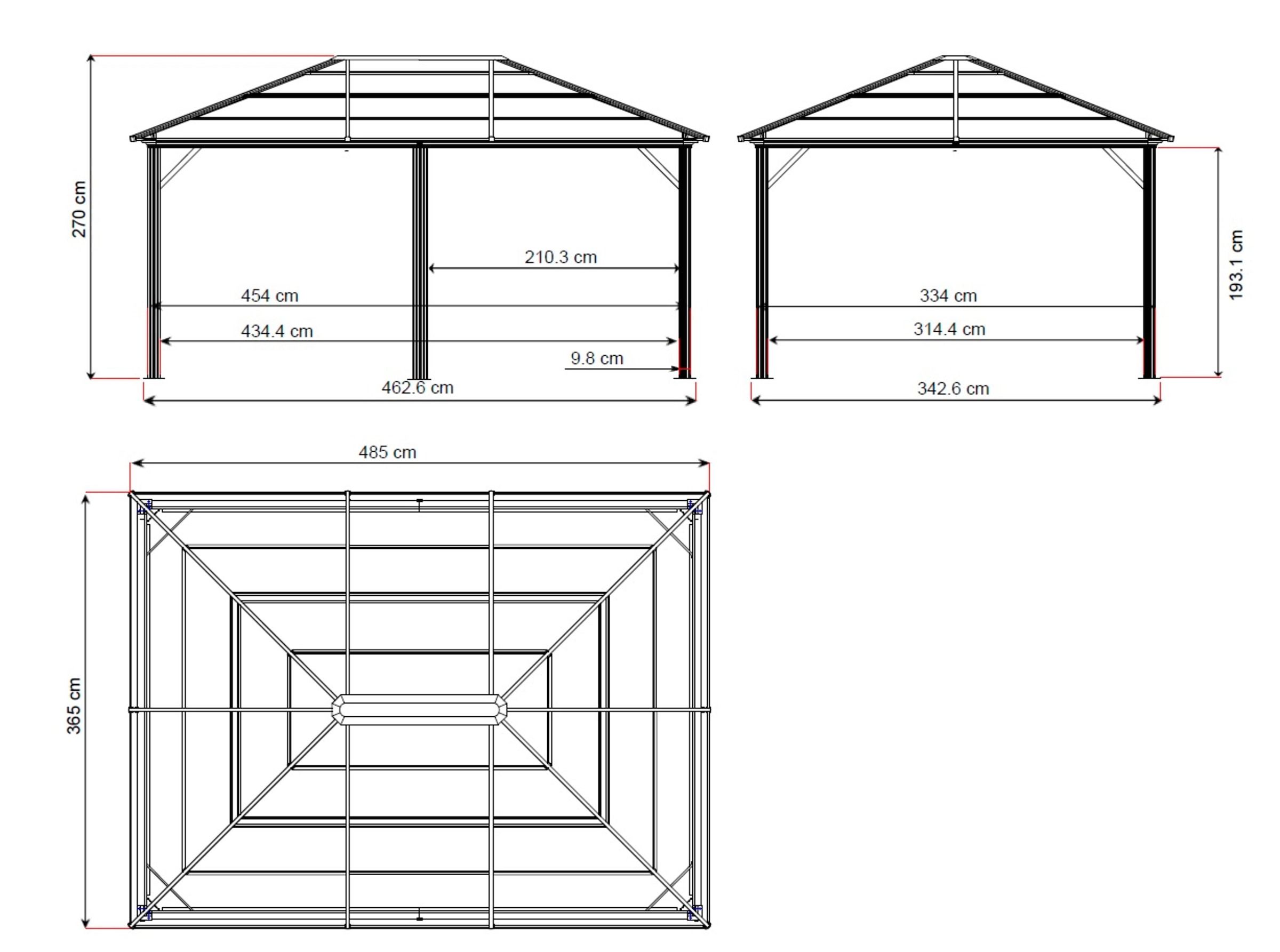 Sojag Pavillon »Gazebo Meridien«, (Set), BxT: 365x485 cm, mit Moskitonetzen