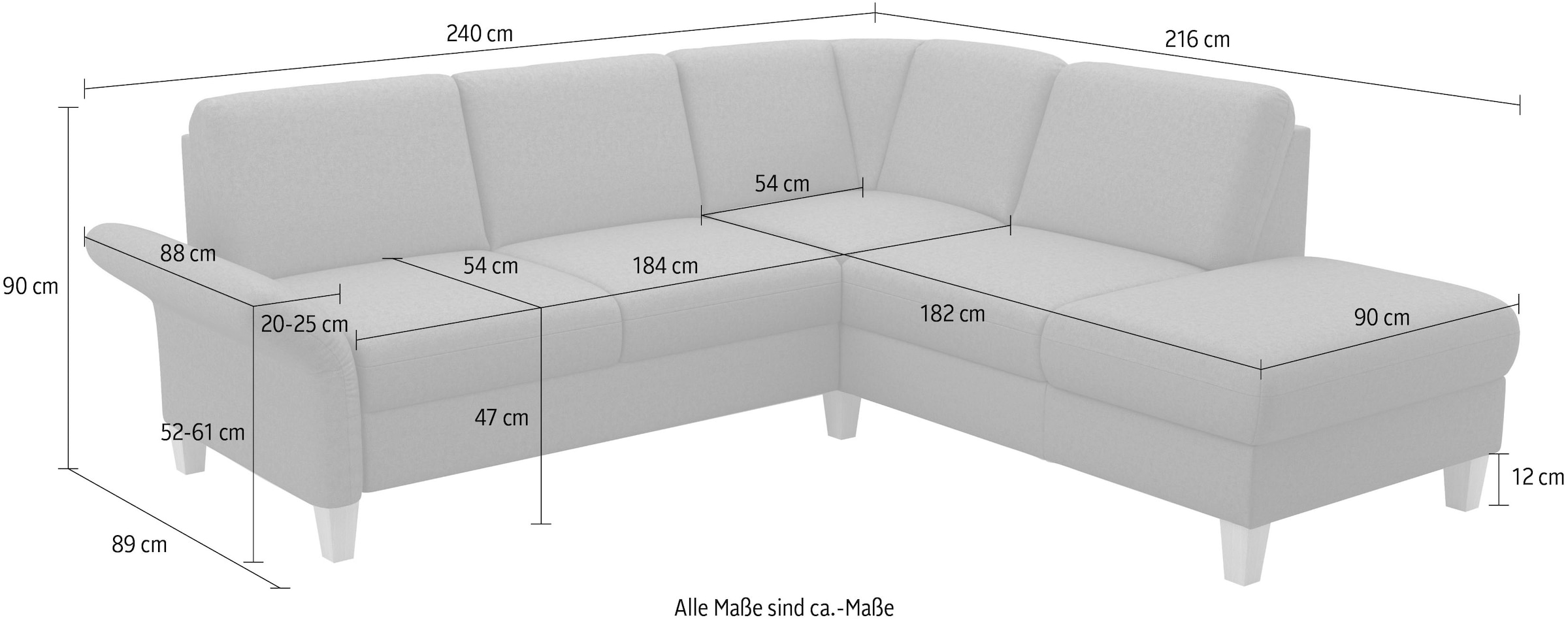 Home affaire Ecksofa »Rochelle, L-Form«, wahlweise mit Armteilverstellung, Bettfunktion und Bettkasten