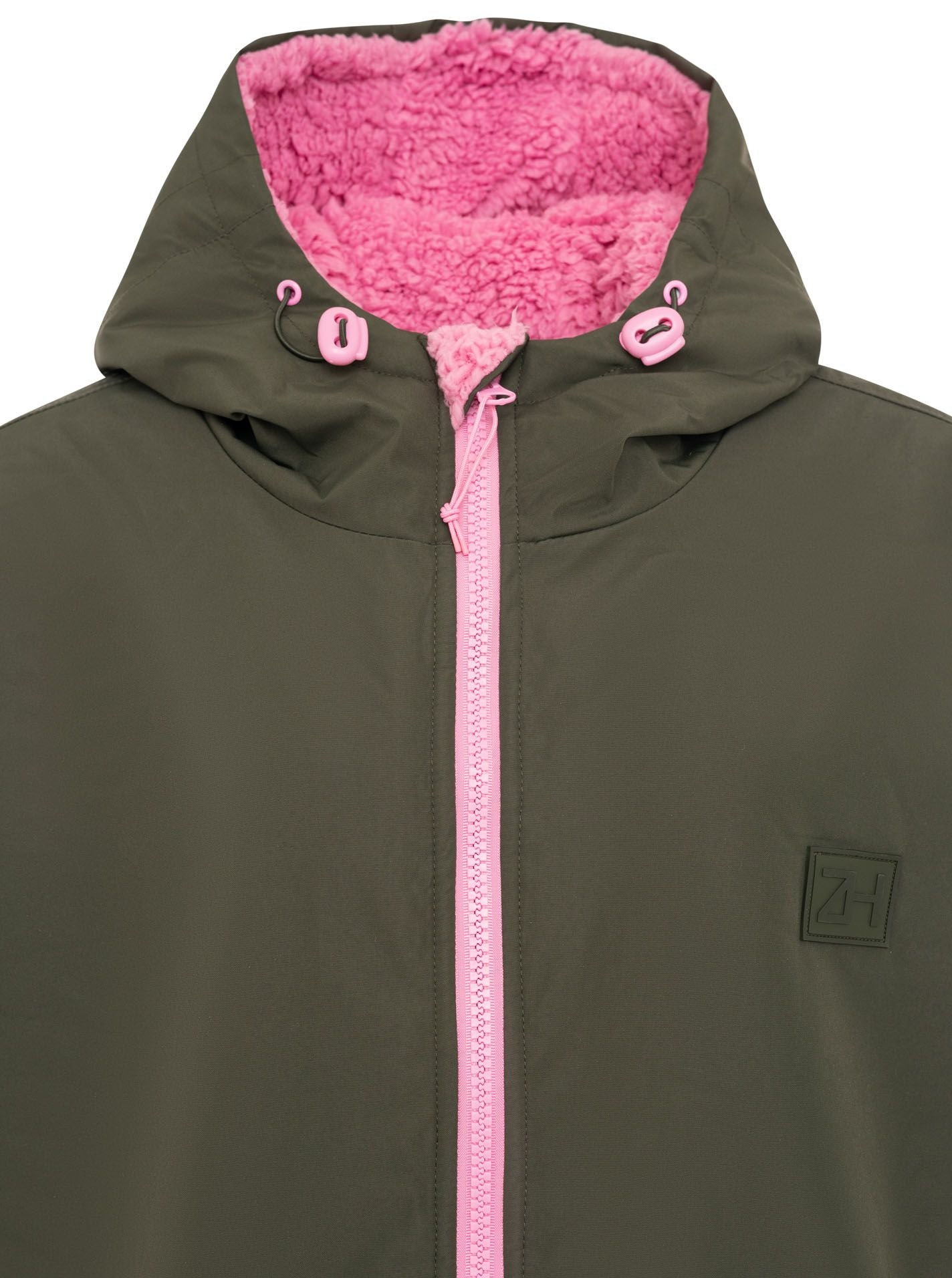 Zwillingsherz Kurzmantel »"Oversize Windjacke ZH"« seitliche Taschen, Kapuze, Reißverschluss, Teddy Futter