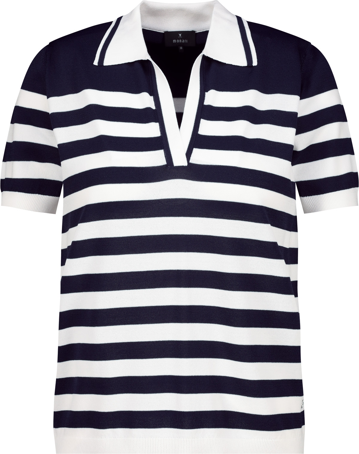 Monari Polokragenpullover »Pullover Polo Ringel«, Mit V-Ausschnitt