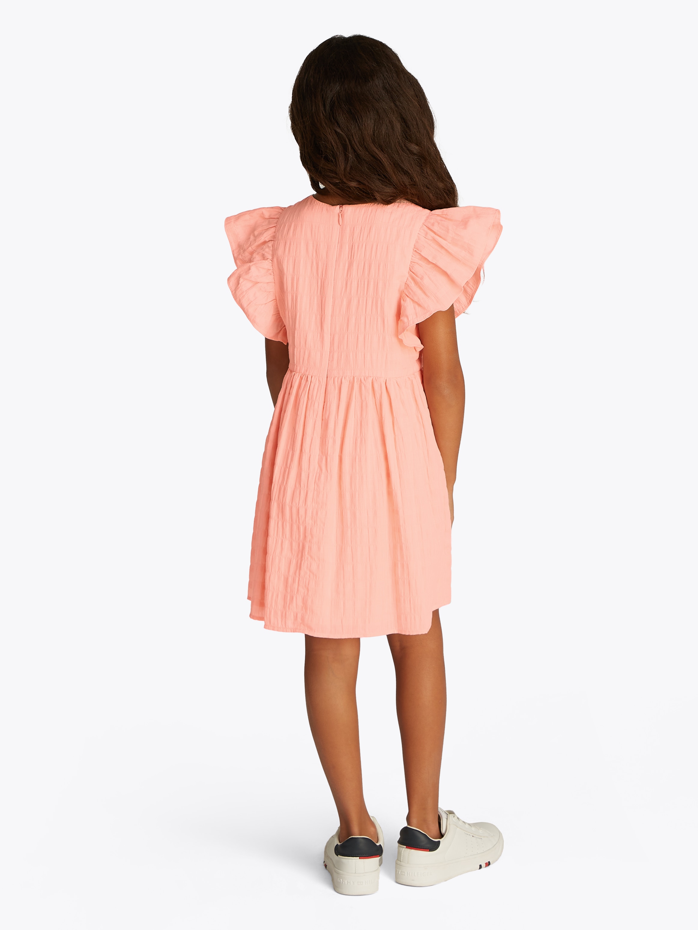 Tommy Hilfiger Sommerkleid »TEXTURED COTTON DRESS SS«, mit Flügelärmeln, mit Struktur