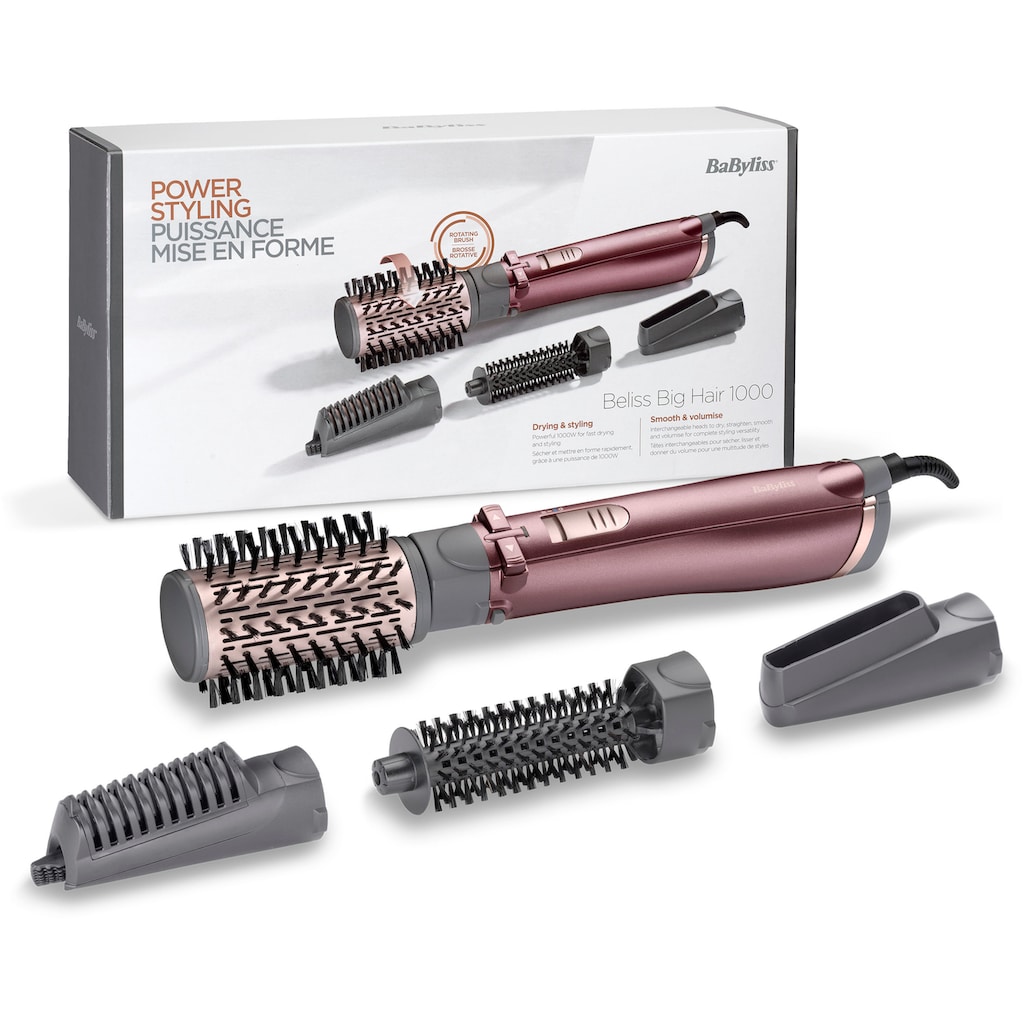 BaByliss Warmluftbürste »AS960E Beliss Big Hair«, 4 Aufsätze}, rotierender Heißluftstyler mit 4 Aufsätzen inkl.Tasche