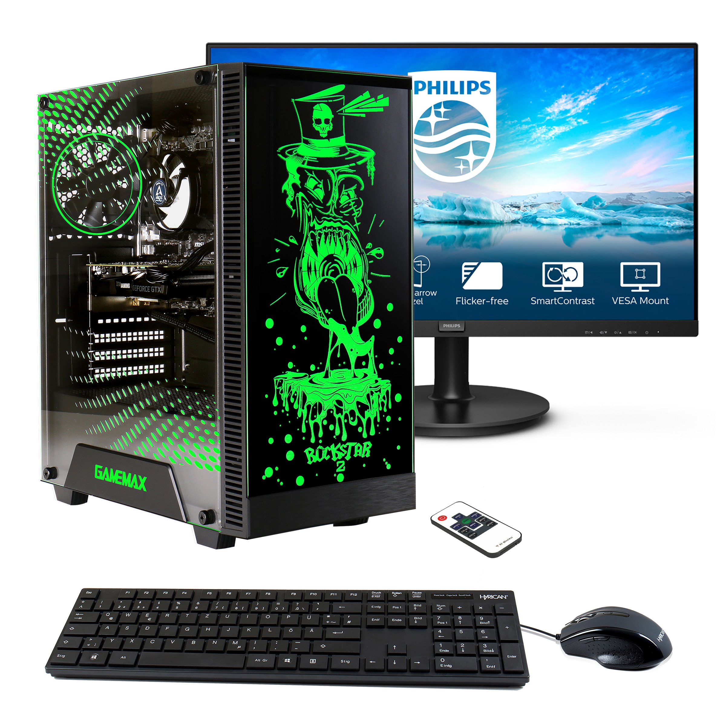 Hyrican PC-Komplettsystem »Multimedia Rockstar SET02161«, Windows 11, inklusive 27" Monitor Philips 271V8LA