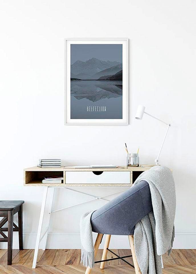Komar Bild »Word Lake Reflection Steel«, Natur, (1 St.), Wandbild zur Dekoration - ohne Rahmen