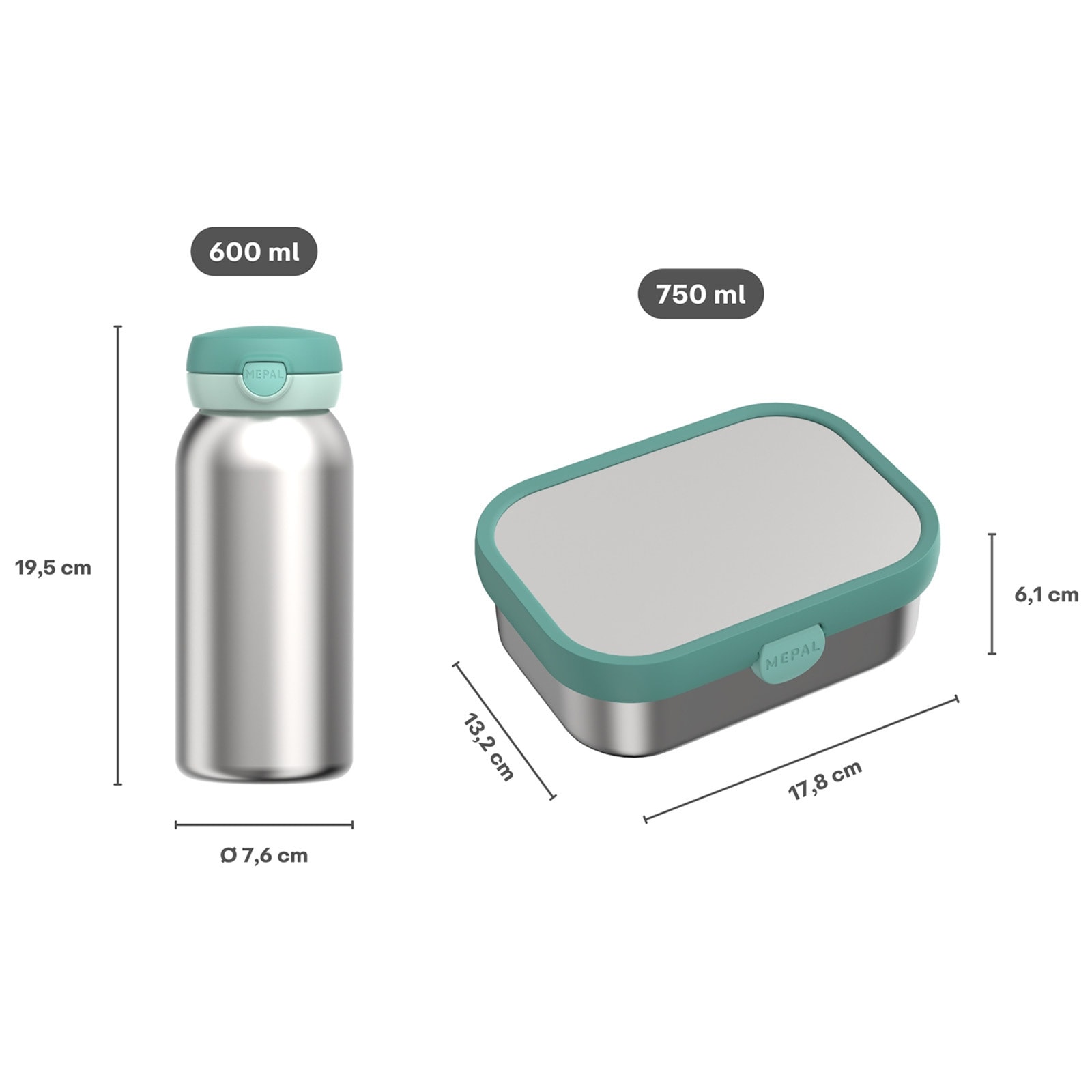Mepal Lunchbox »Edelstahl-Lunchset Campus 2er Set« Spülmaschinenfest