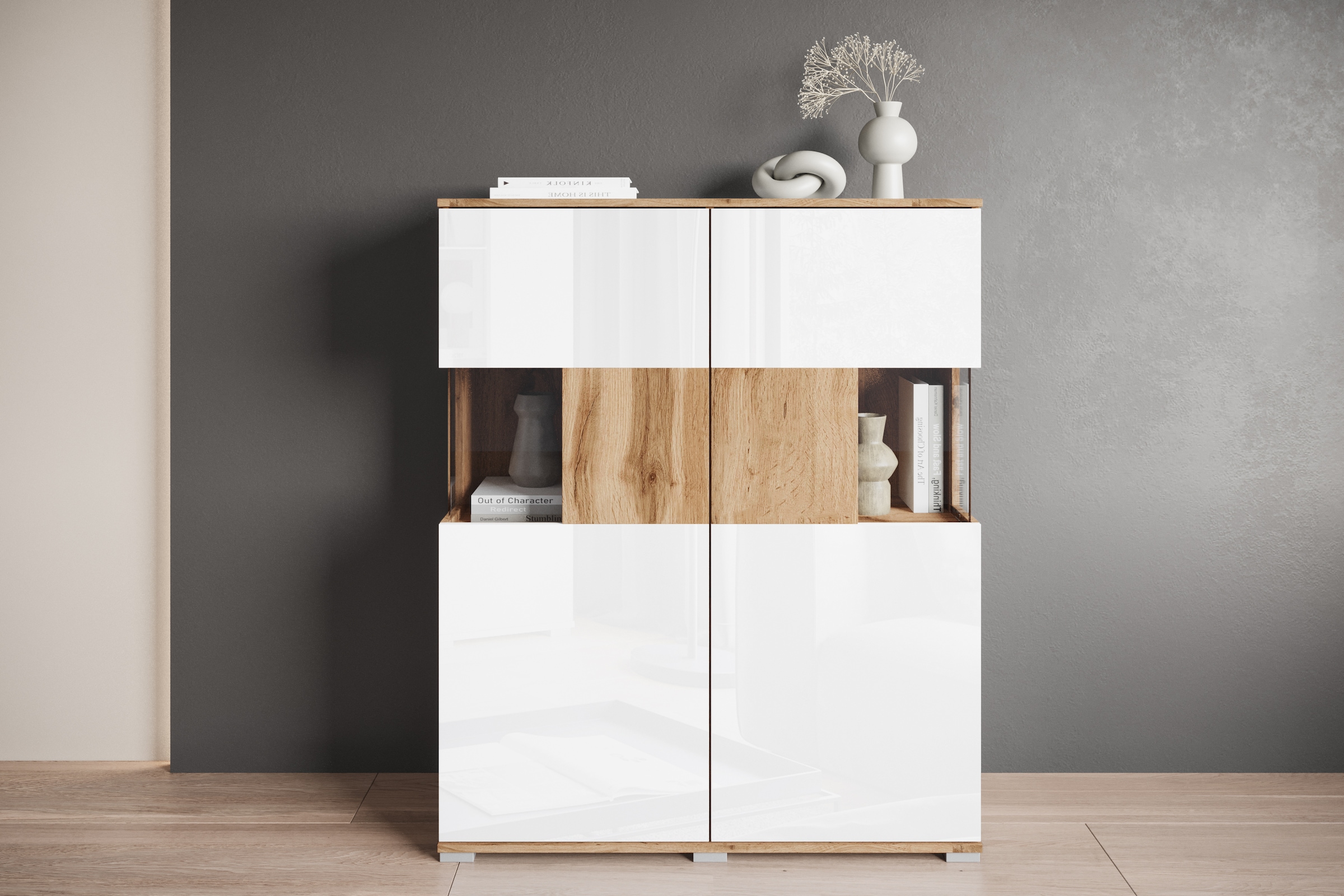 INOSIGN Highboard »Kenia«, Modernes Highboard mit Glastüren, Breite 100 cm