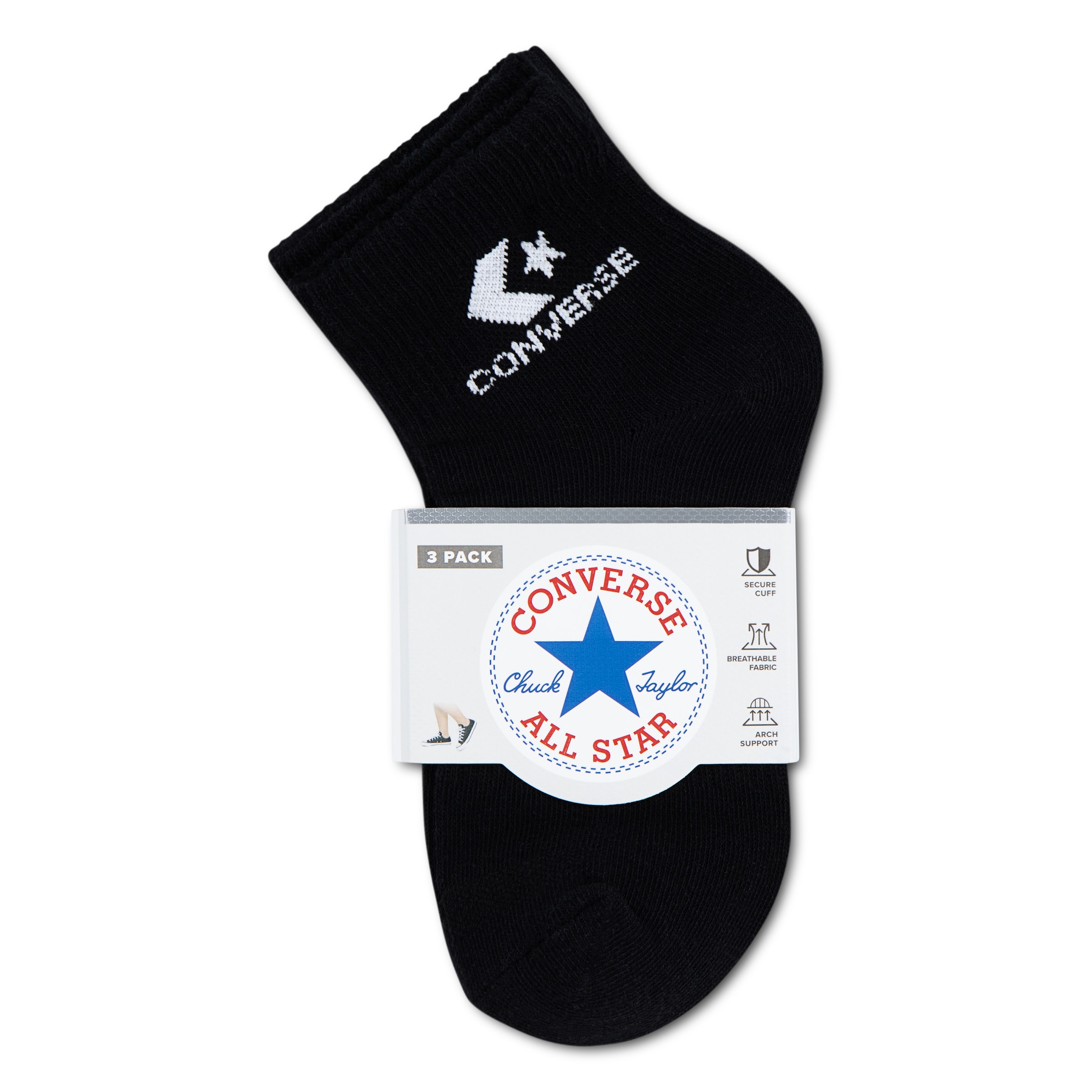 Converse Socken »CHU 3PK LIGHTWEIGHT COTTON QTR« 3 Paar tlg. Dreierpack, aus Baumwolle, Polyester und Elasthan