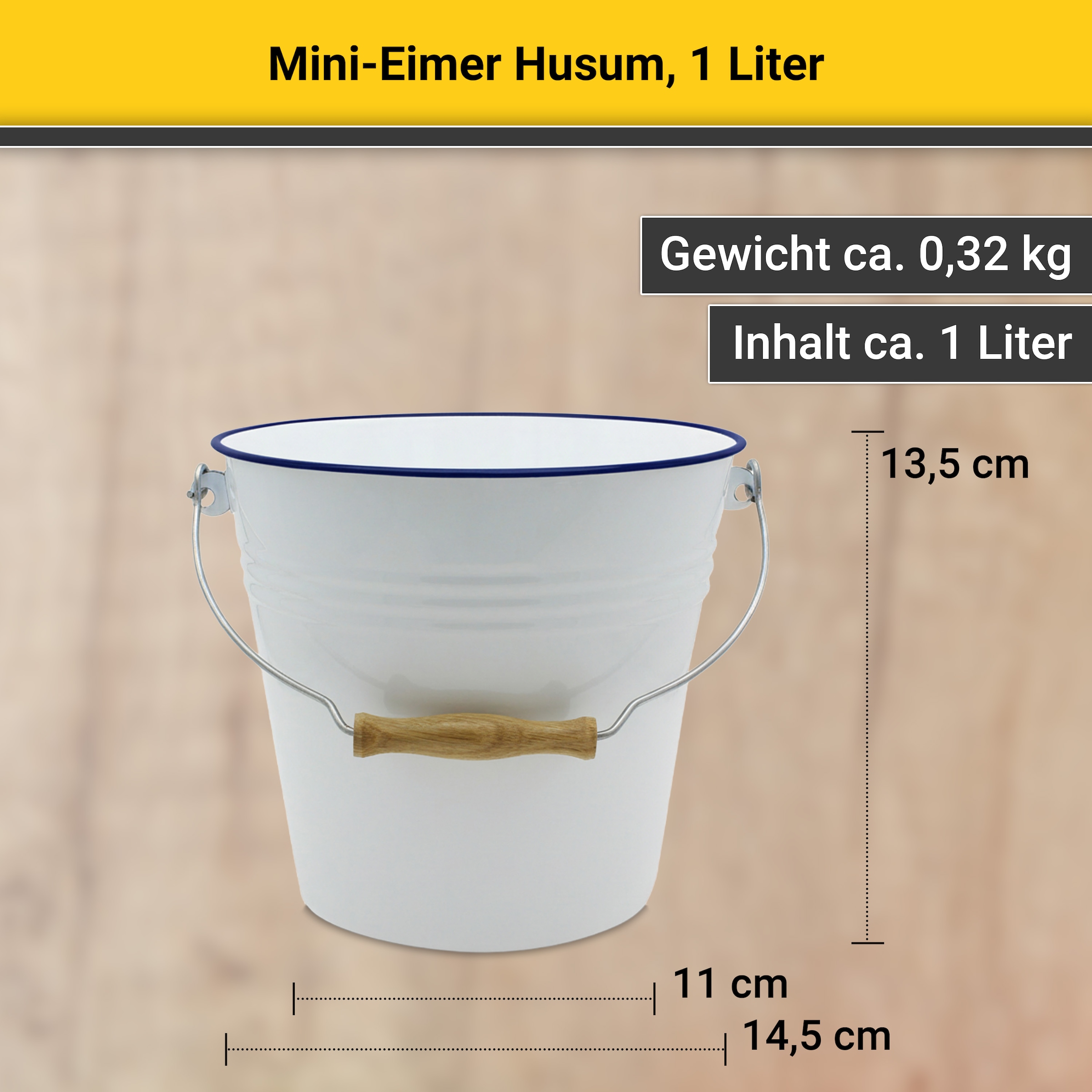 Krüger Putzeimer »Emaille Mini-Eimer Husum, 1 Liter« Emaille, 1,2 Liter
