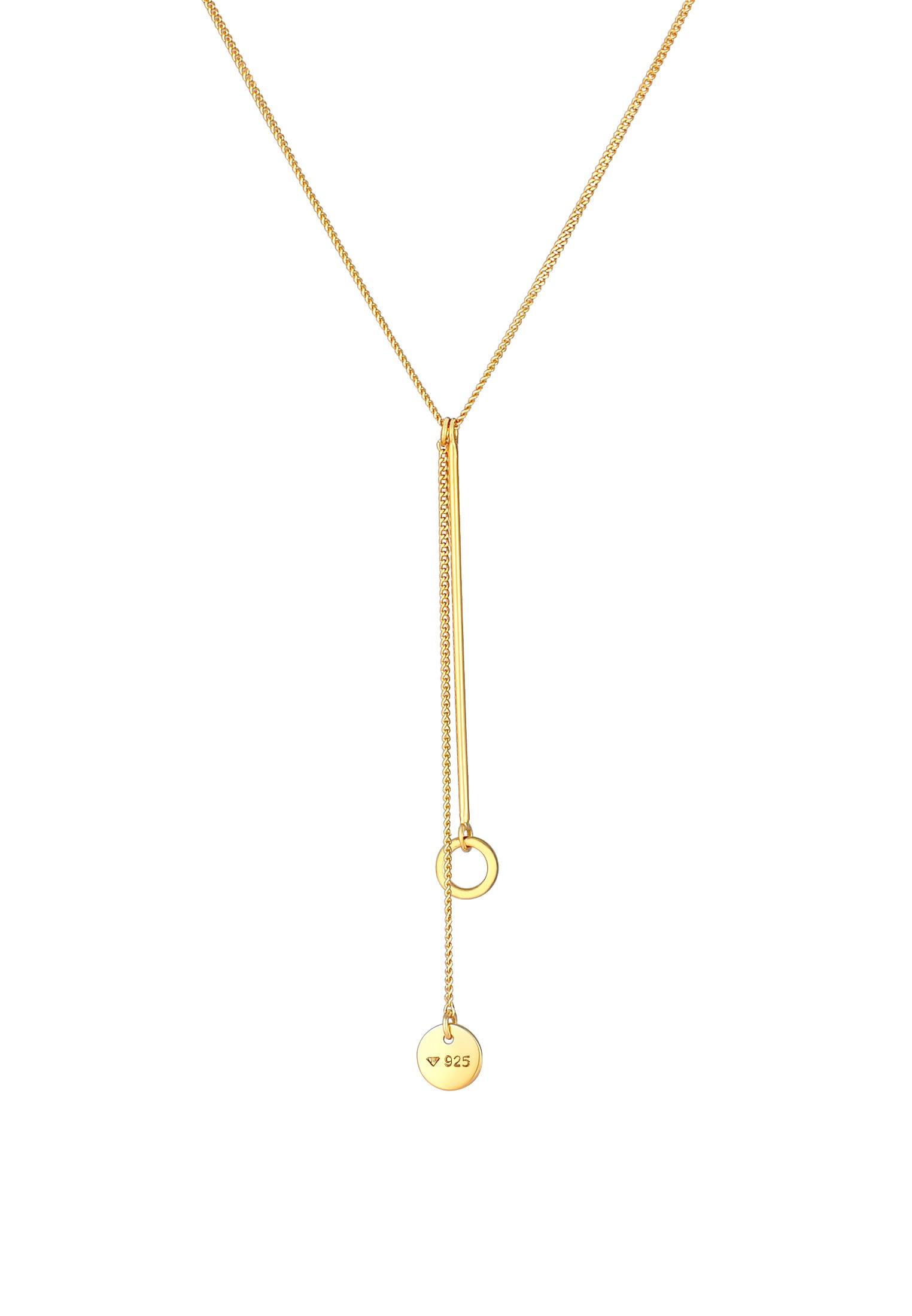 Elli Kette mit Anhänger »Halskette Y-Kette Kreis Plättchen Geo 925 Silber«
