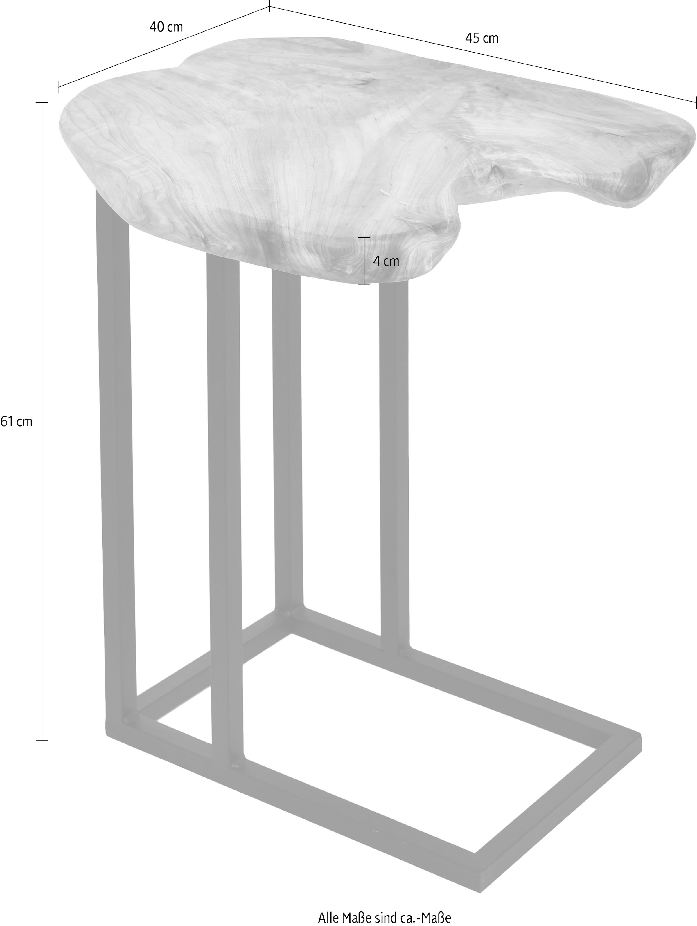 Kayoom Beistelltisch »Woody 610, Beistelltisch aus Naturmaterial, Holz-Tischplatte«, (1 St.), Naturbelassener Beistelltisch, jedes Stück ein Unikat