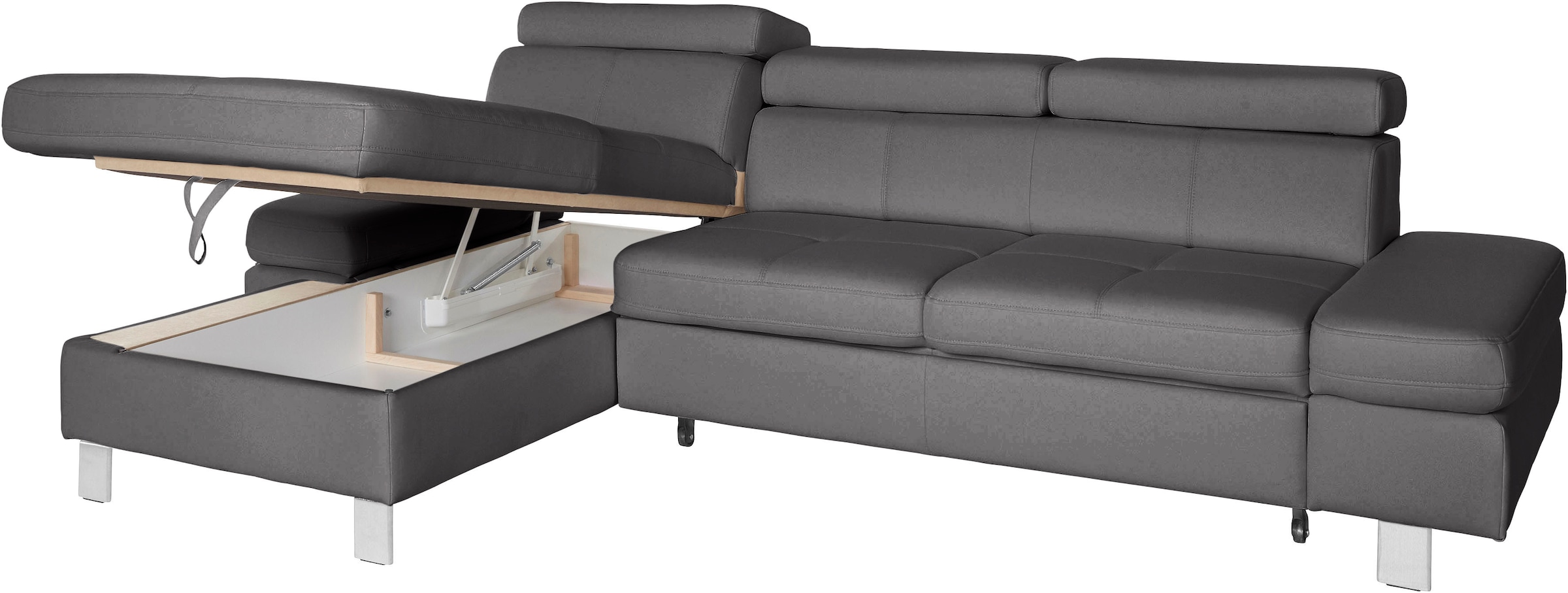 exxpo - sofa fashion Ecksofa »Fiji, hochwertige Detailverarbeitung im Sitz und Rücken, L-Form«, bequem durch Kopf- und Armteilverstellung, wahlweise mit Bettfunktion