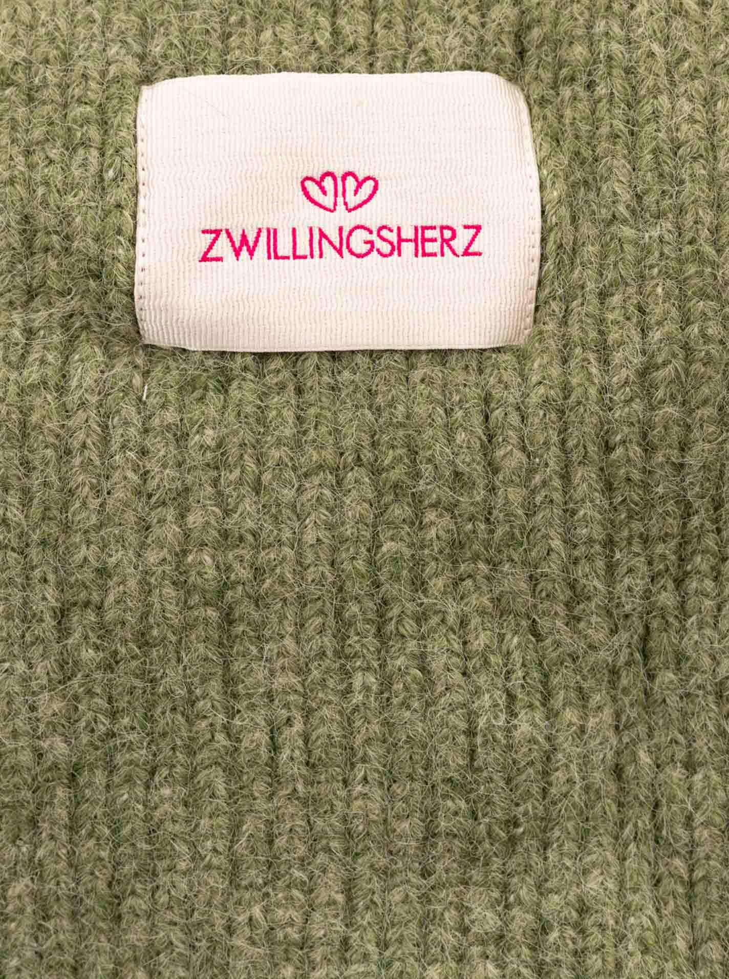 Zwillingsherz Strickschal »"Zwillingsherz Patch"« gerippt, mit Wolle und Patch