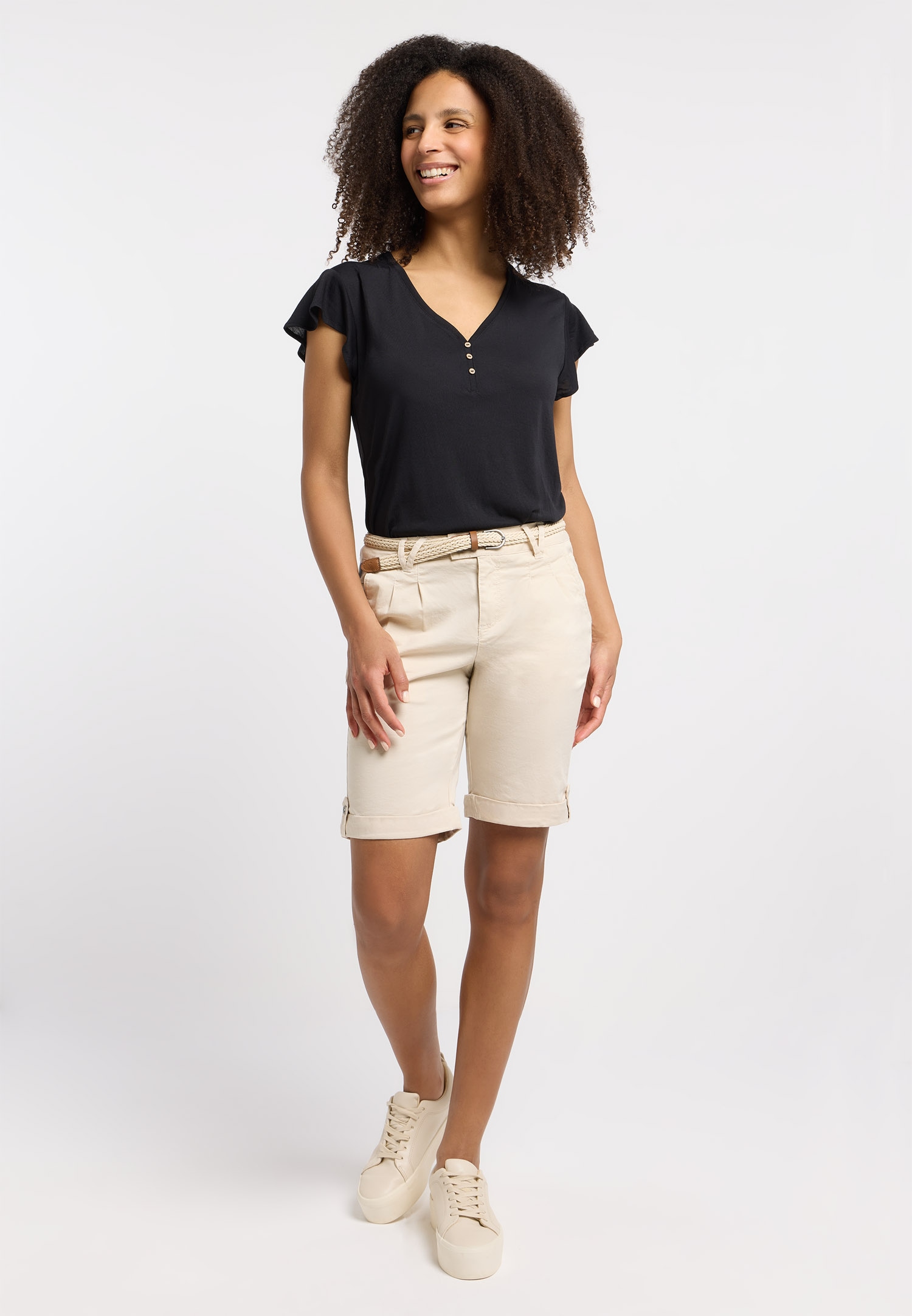 Ragwear Bermudas »YOTO«  Elastischer Twill, leicht gepeached und mit Gürtel