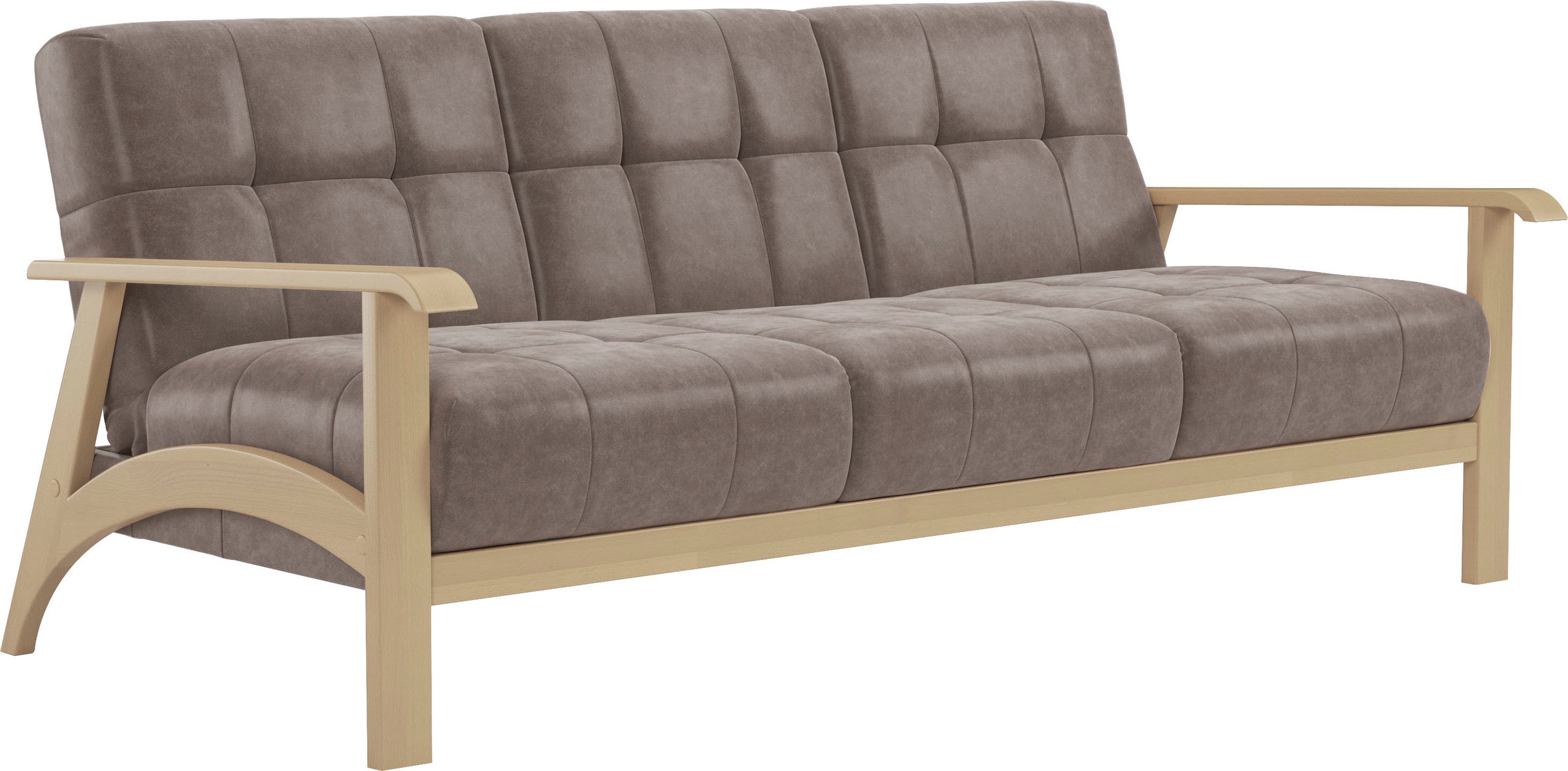 sit&more 3-Sitzer »Billund«, Armlehnen aus Buchenholz in natur, verschiedene Bezüge und Farben