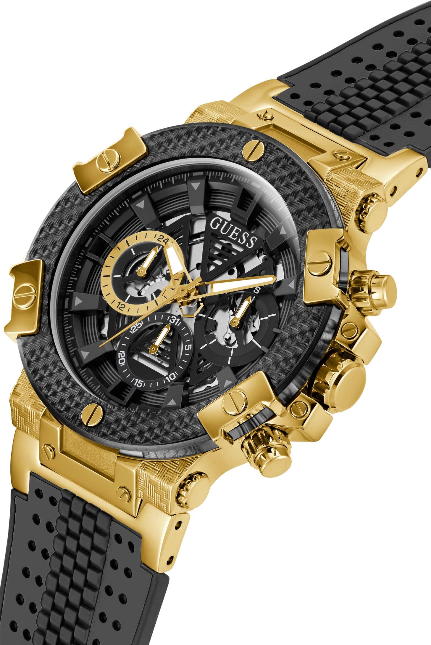 Guess Multifunktionsuhr »CARBON«, Armbanduhr, Quarzuhr, Herrenuhr