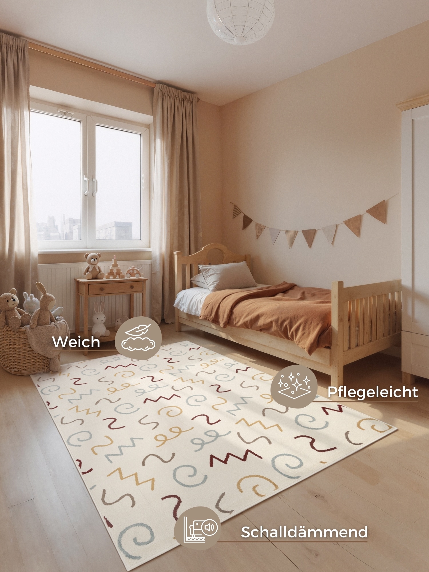 HANSE Home Kinderteppich »Fiete« rechteckig 10 mm Höhe Pflegeleicht, Weich, Kinderzimmer, Spielteppich, Spielunterlage