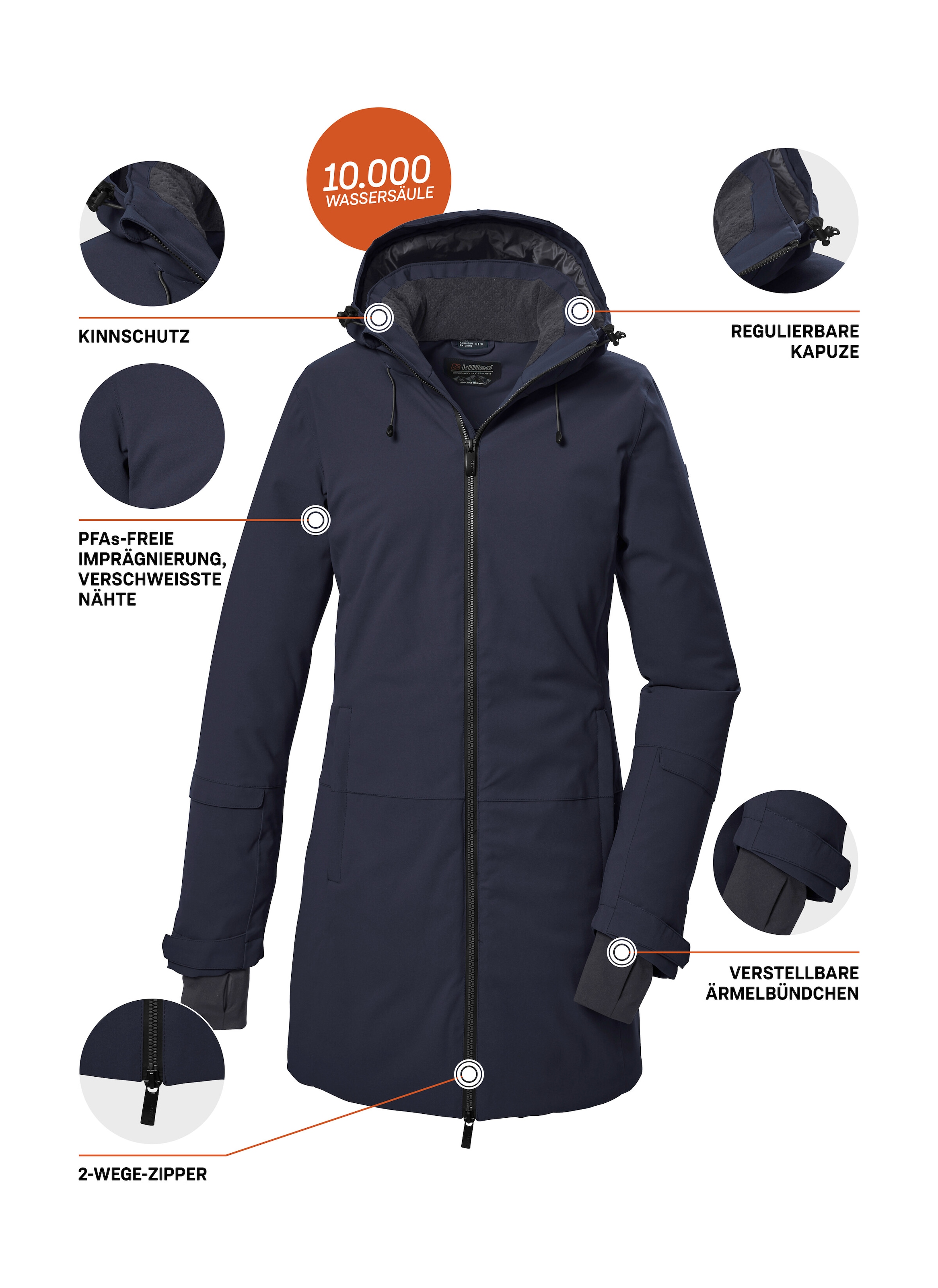 Killtec Parka »KOW 307 WMN PRK«, Wasser- und winddichter Funktionsparka mit 10.000 mm Wassersäule
