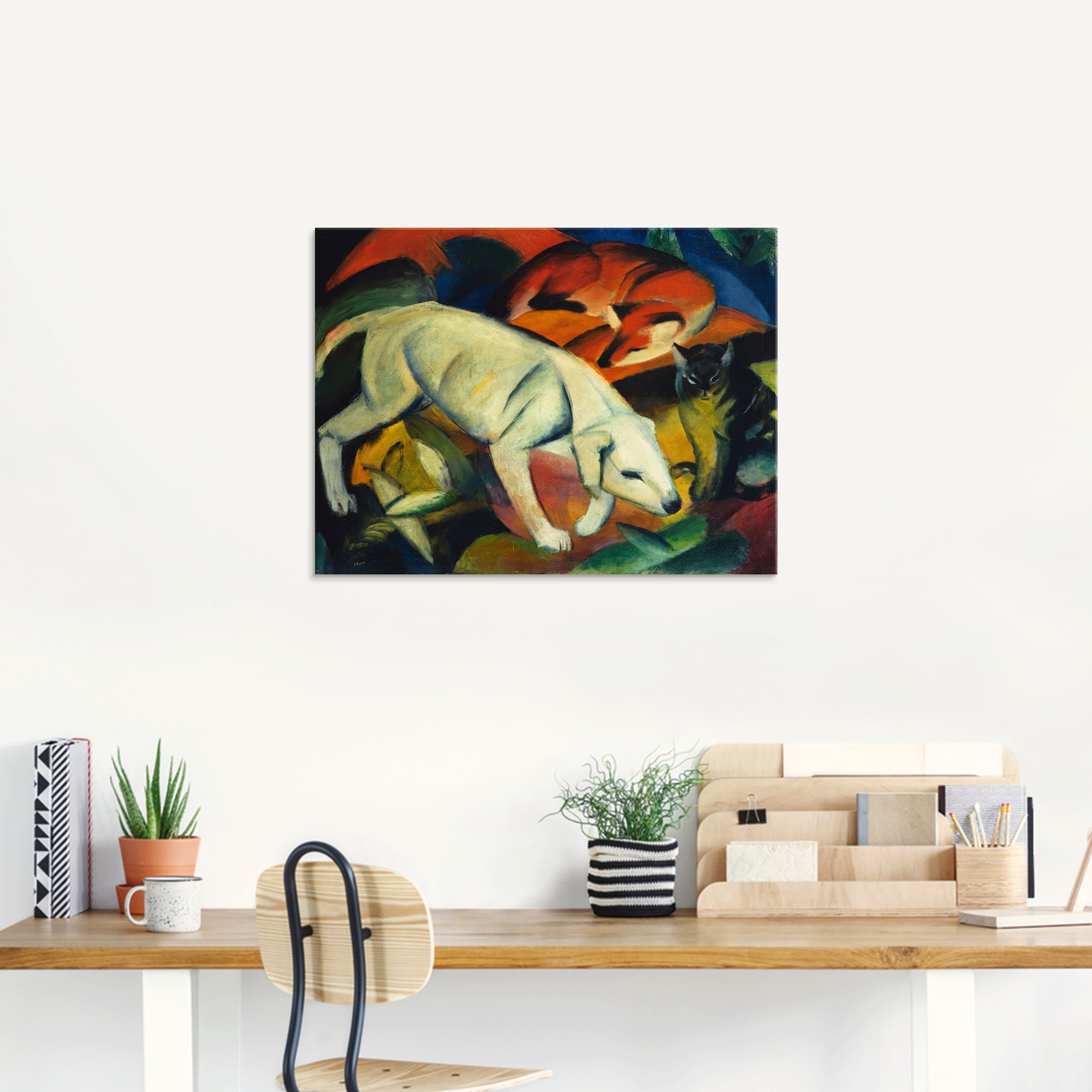 Artland Glasbild »Drei Tiere (Hund Fuchs und Katze). 1912«, Haustiere, (1 St.), in verschiedenen Größen