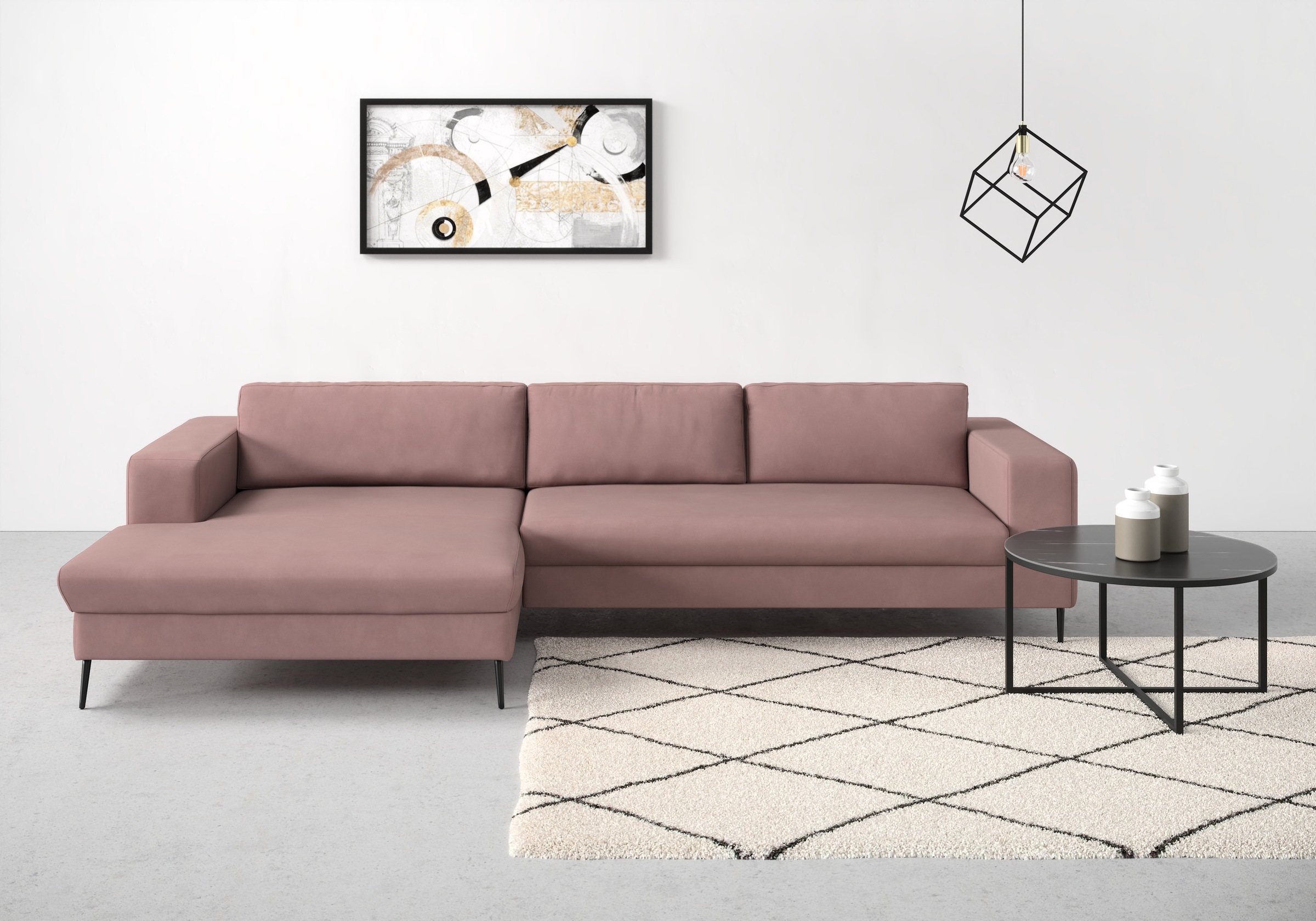 DOMO collection Ecksofa »Modica, zeitlos und elegant, L-Form«, moderne Optik mit extrabreiter Recamiere, auch in Cord