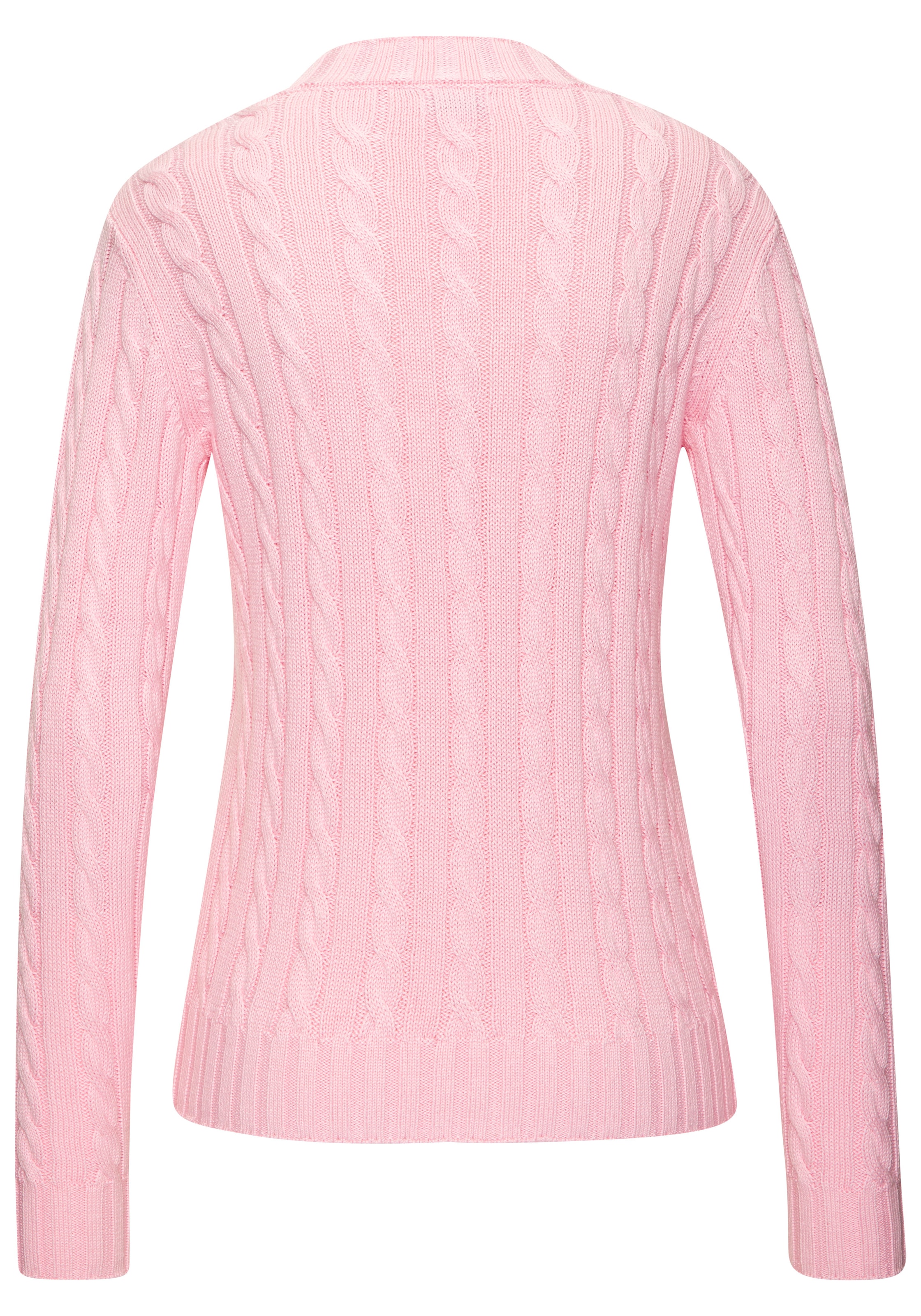 LASCANA V-Ausschnitt-Pullover mit Zopfstrickmuster