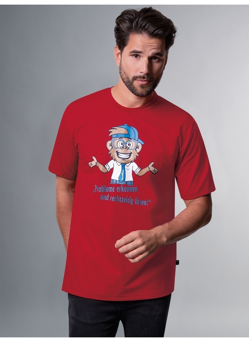 Trigema T-Shirt »TRIGEMA Spruch Shirt mit lustigem Affen-Print«, (1 tlg.)