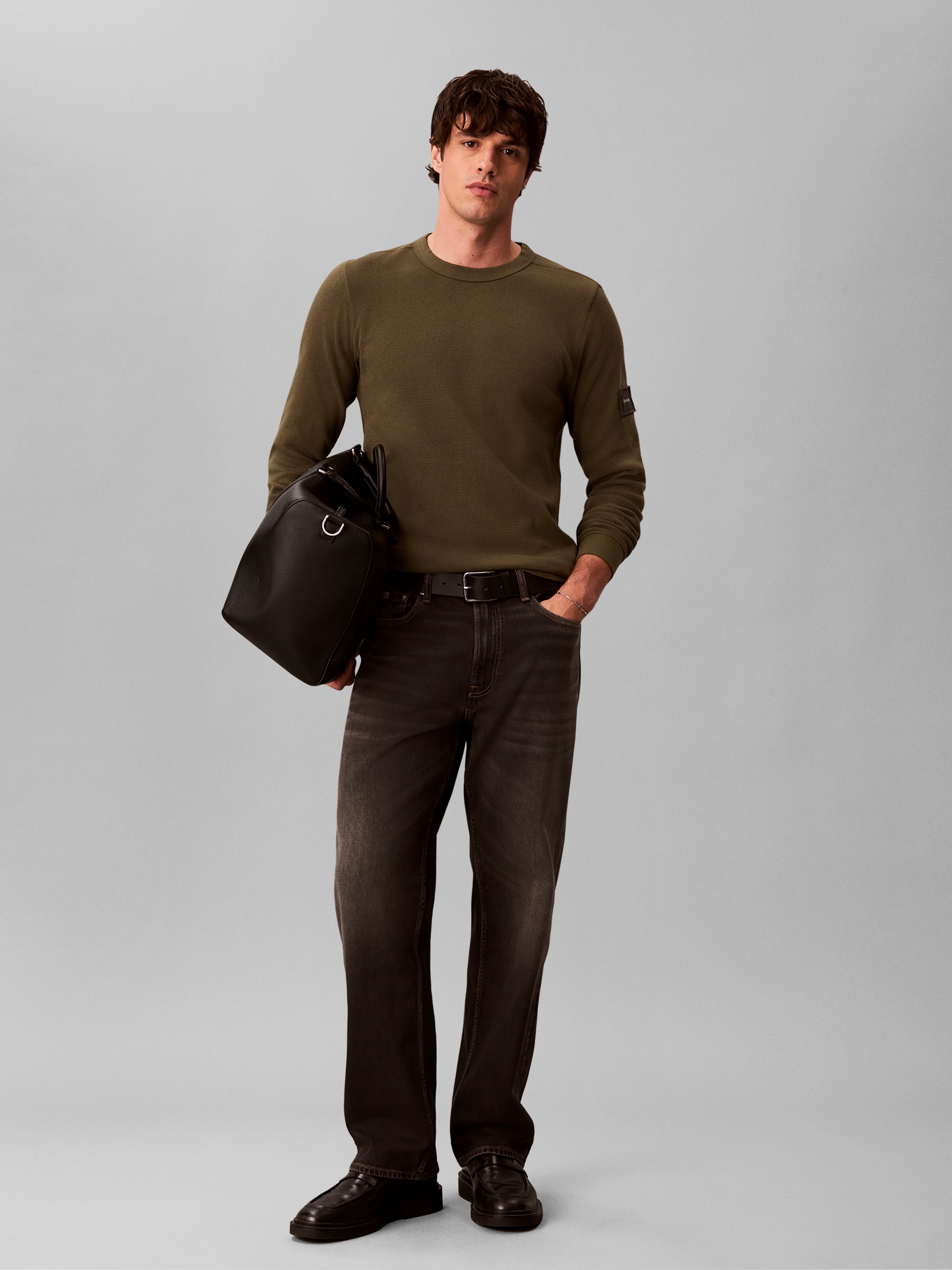 Calvin Klein Jeans Langarmshirt »WAFFLE BADGE CREWNECK TEE« Regular fit, Badge, Rundhalsausschnitt